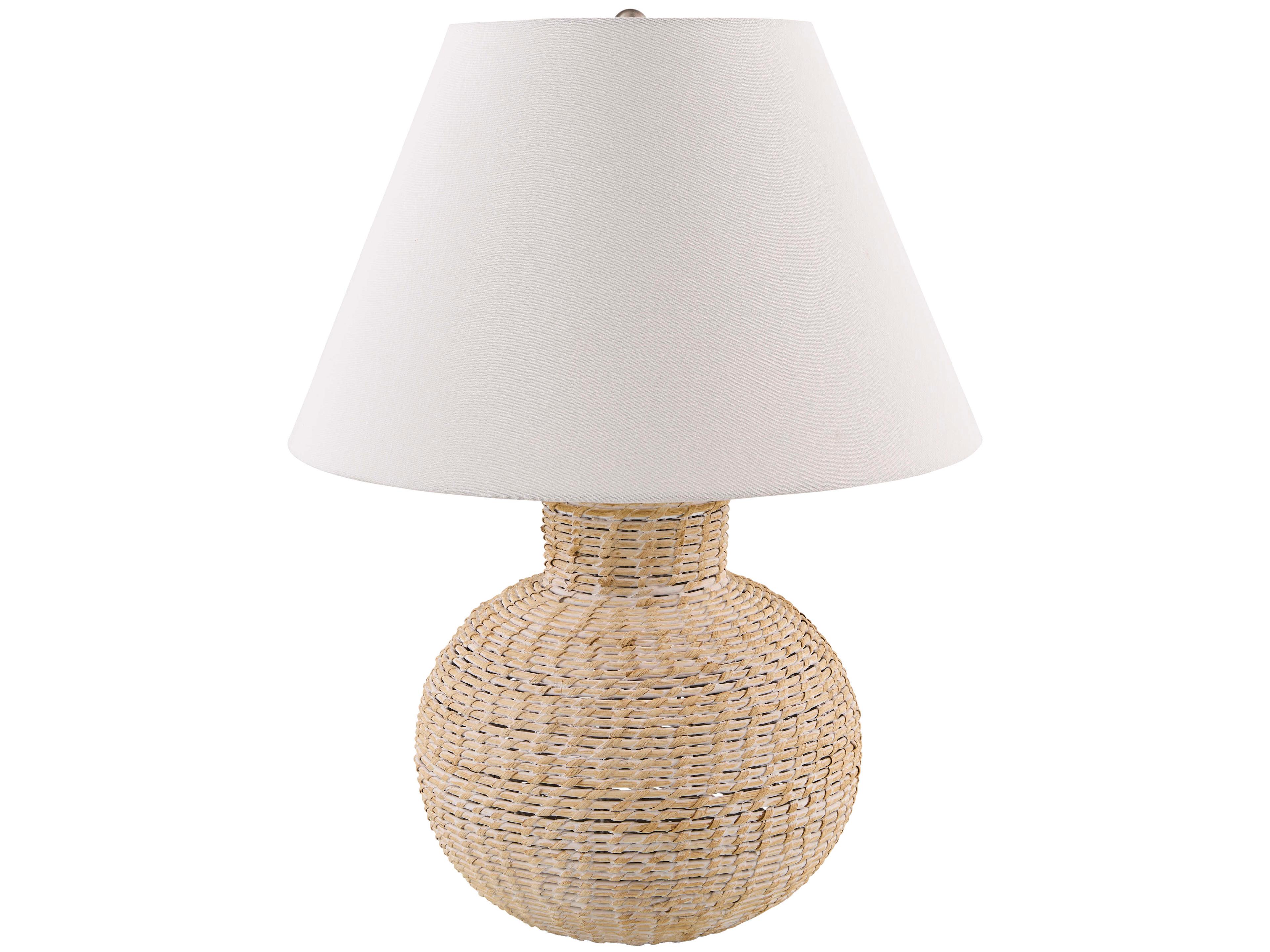 Surya Pubil White Linen Table Lamp