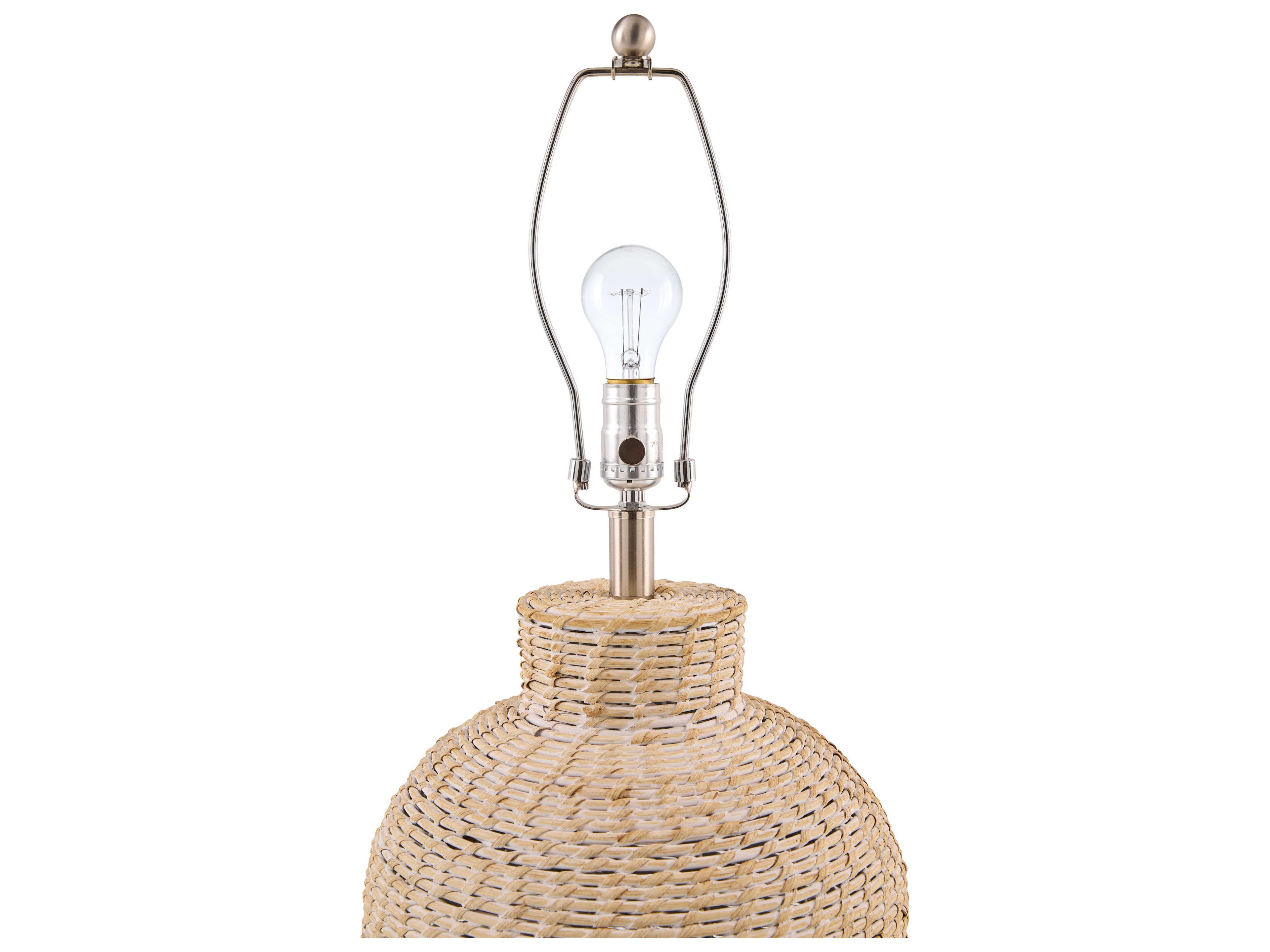 Surya Pubil White Linen Table Lamp