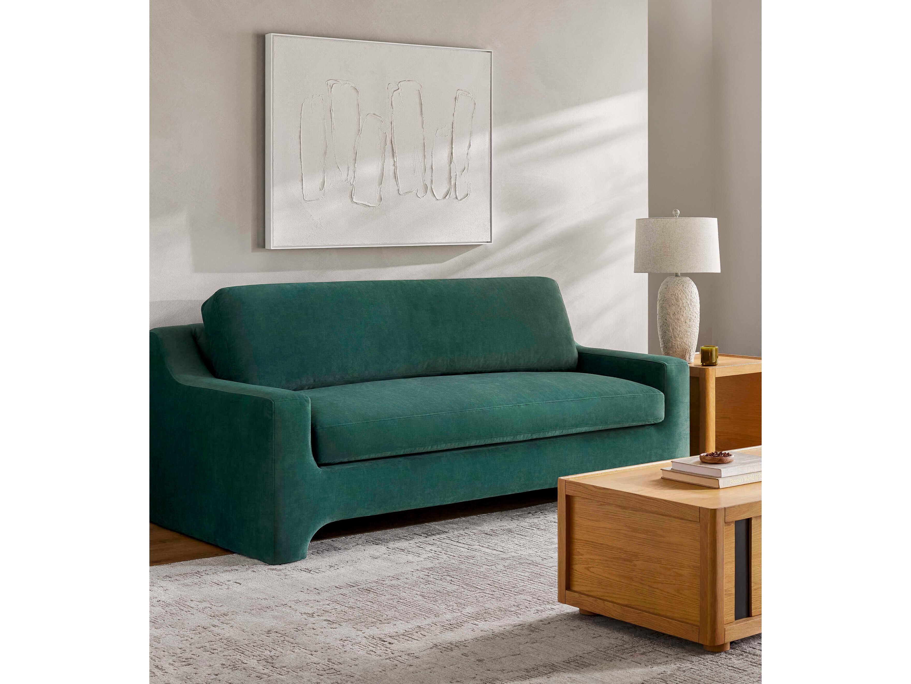 Surya Purcel Teal Brown Green Upholstered Sofa