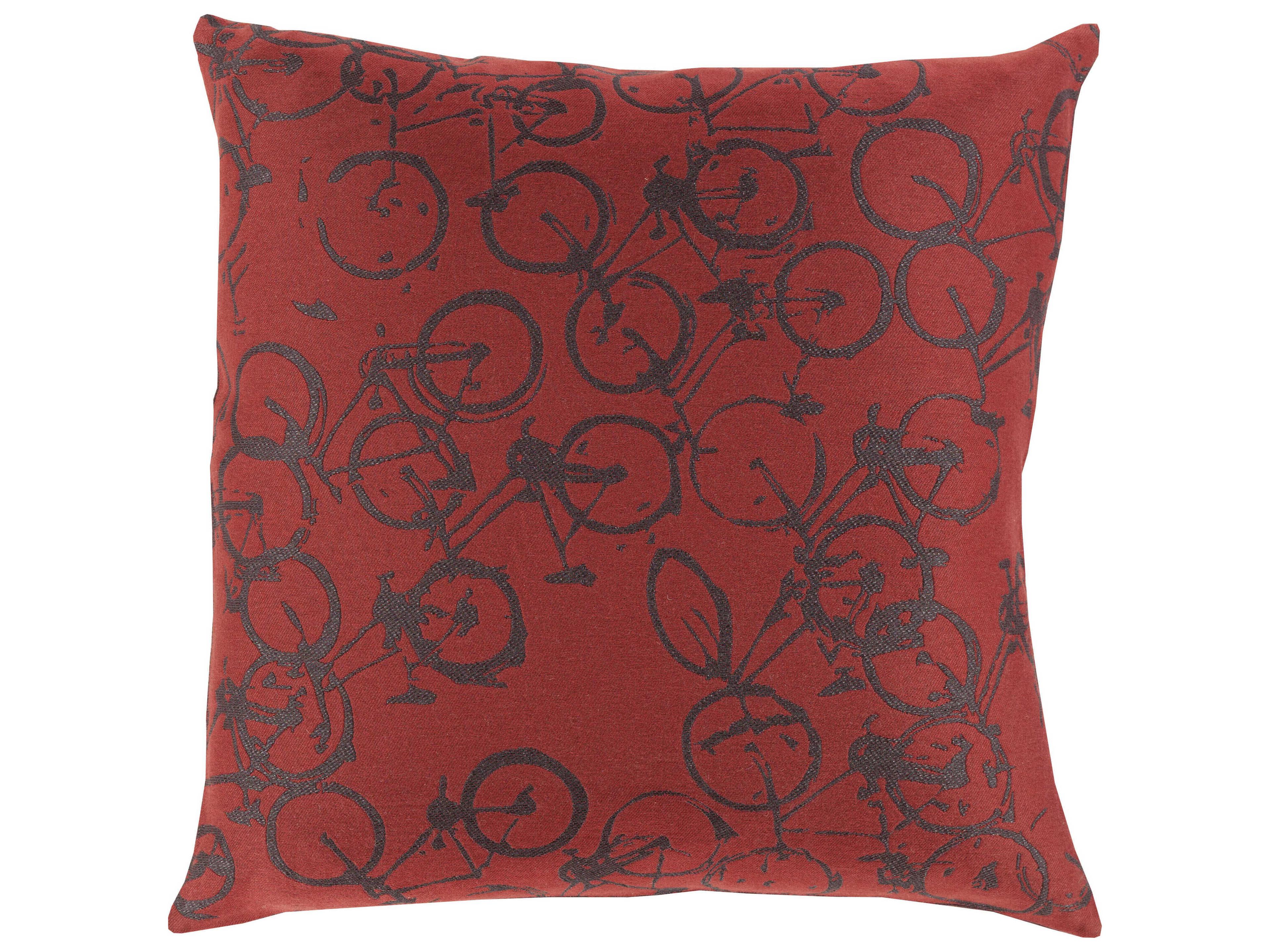 Surya Pedal Power Burgundy Pillow