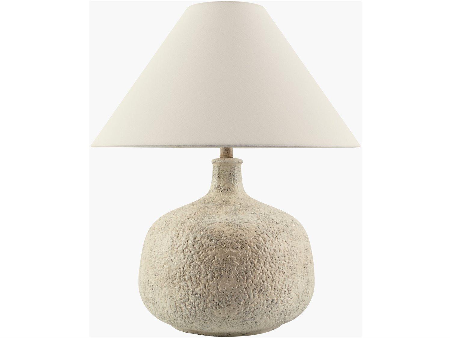 Surya Pedras Cream White Linen Off Buffet Lamp