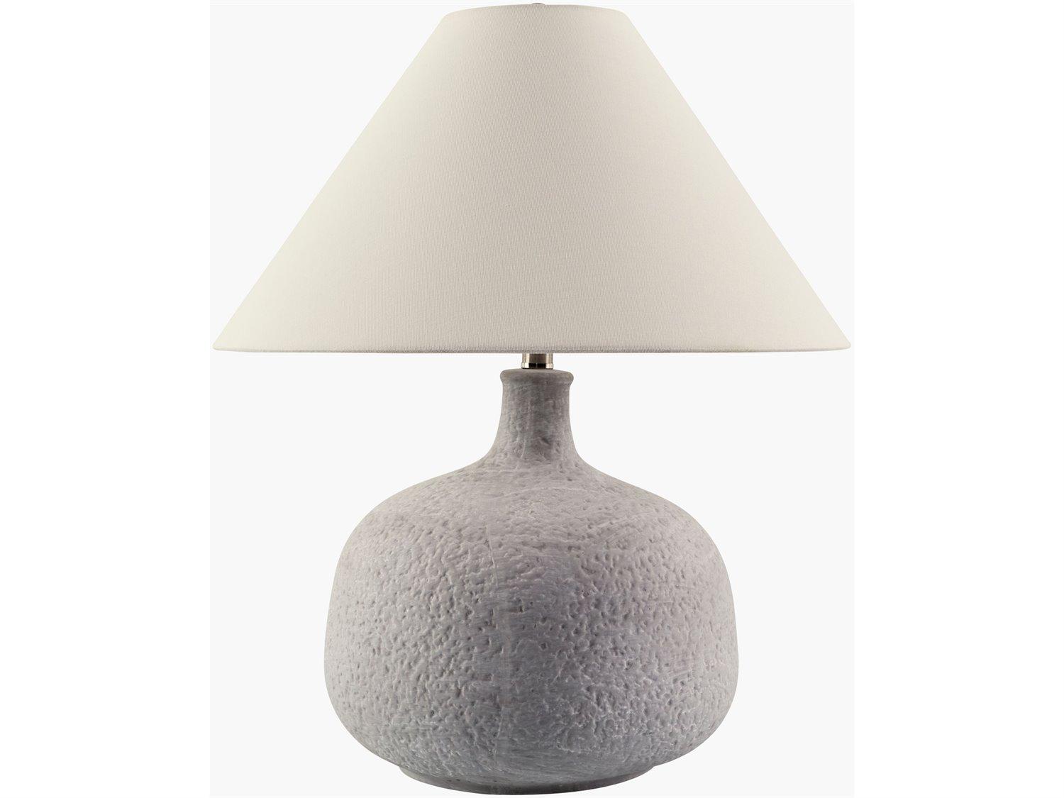 Surya Pedras Gray White Linen Buffet Lamp
