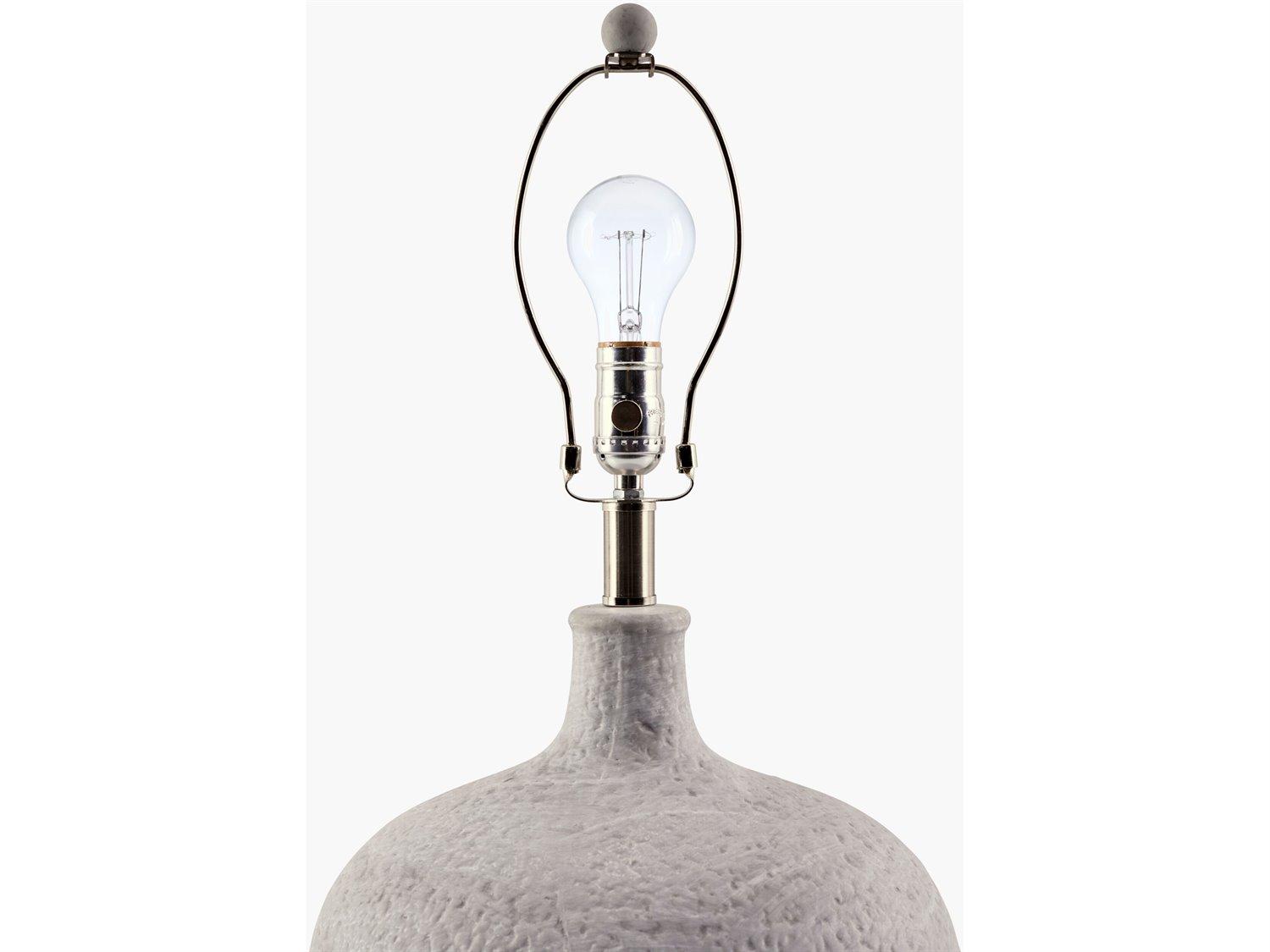 Surya Pedras Gray White Linen Buffet Lamp