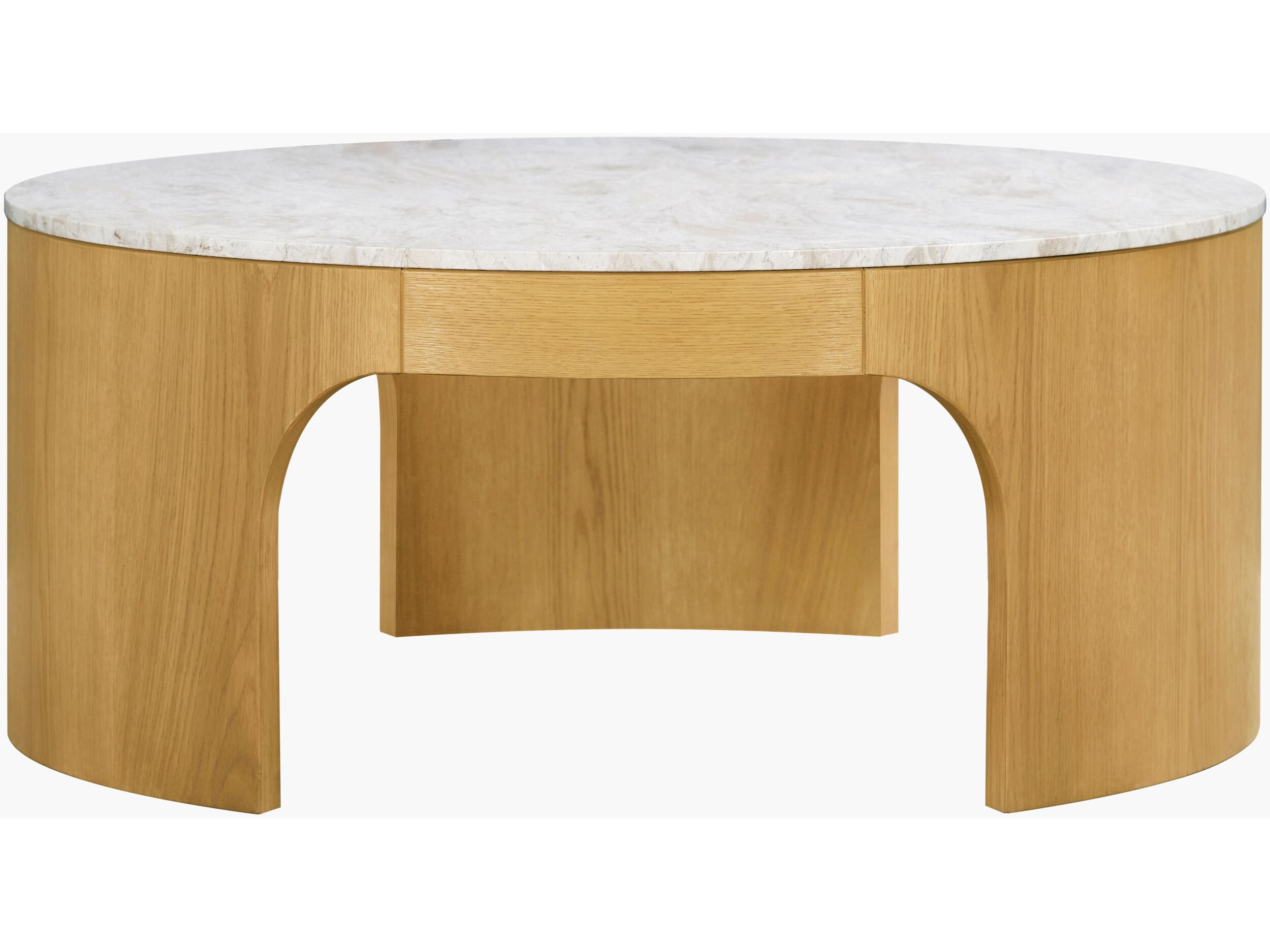 Surya Planar Round Marble White Clear Coffee Table