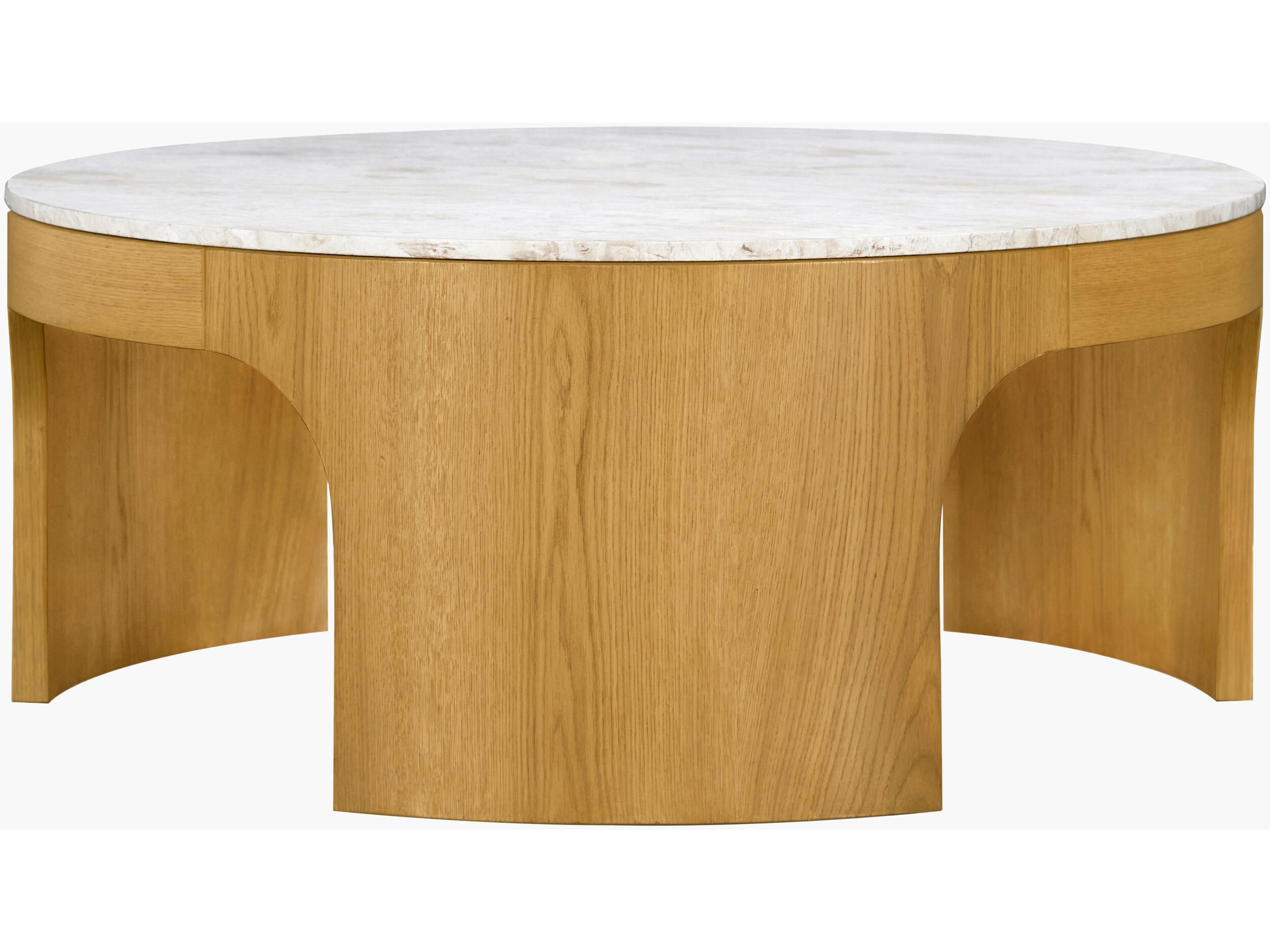 Surya Planar Round Marble White Clear Coffee Table