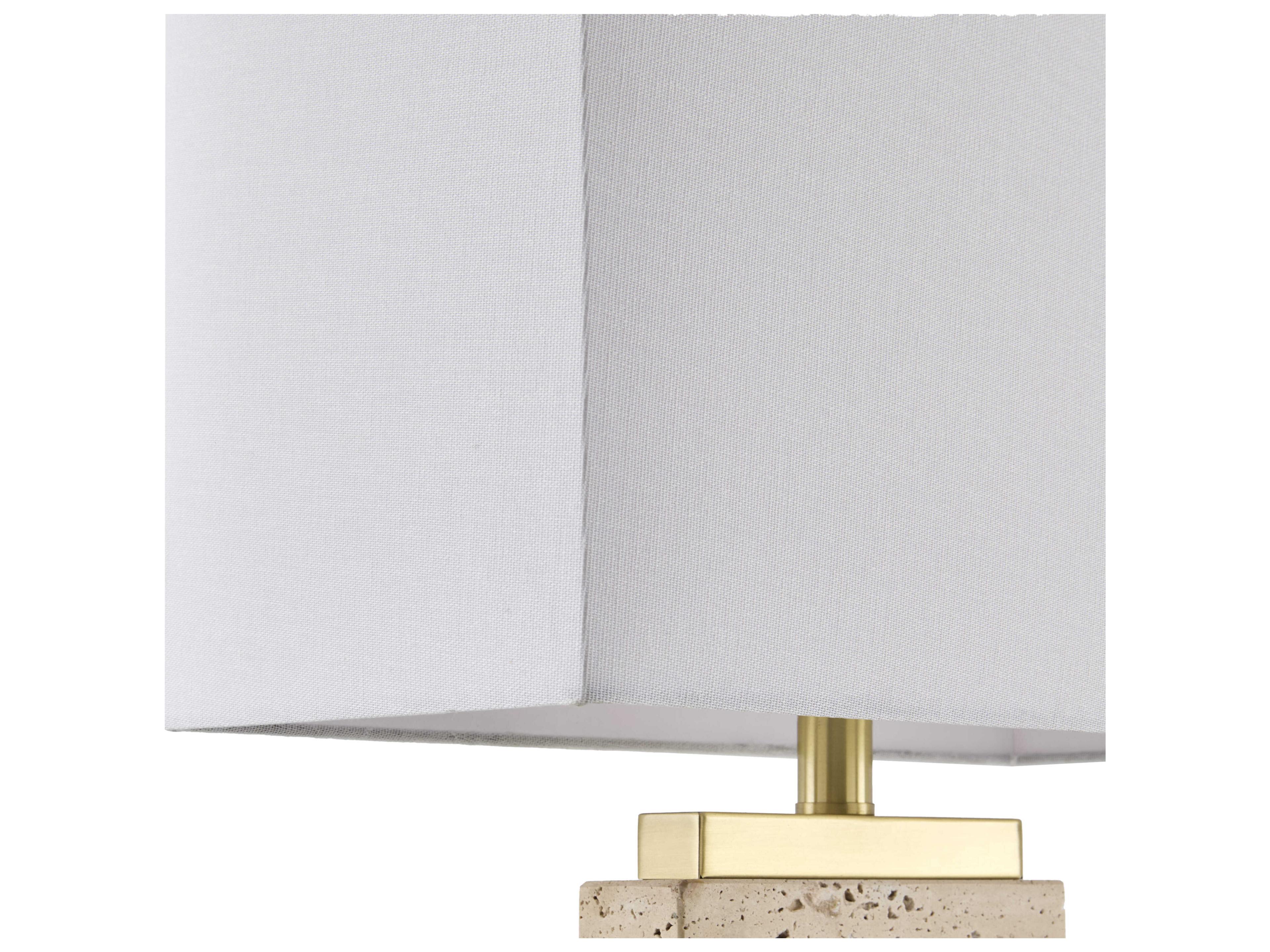 Surya Ponta Wheat White Linen Brown Buffet Lamp