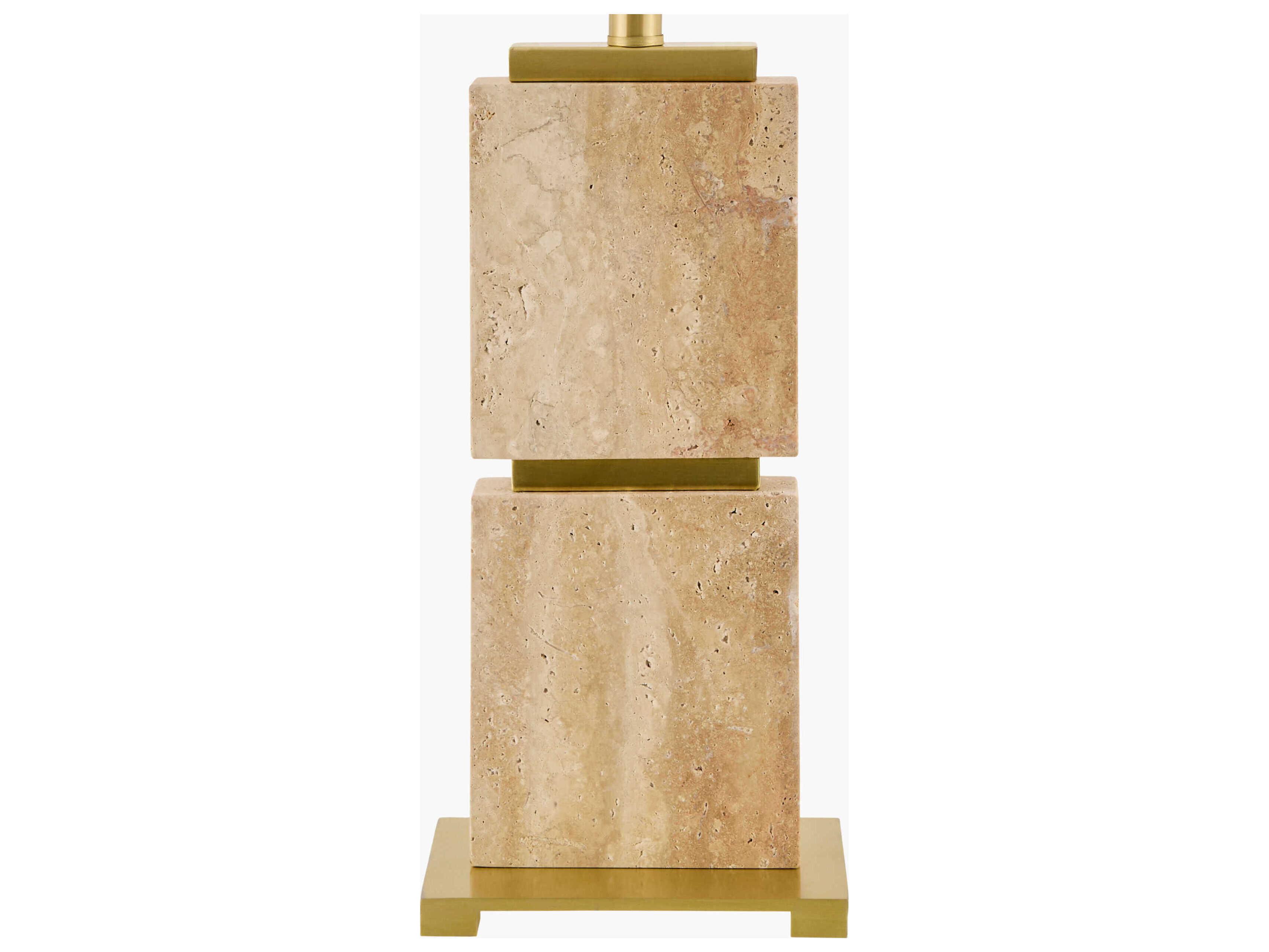 Surya Ponta Brown White Linen Buffet Lamp