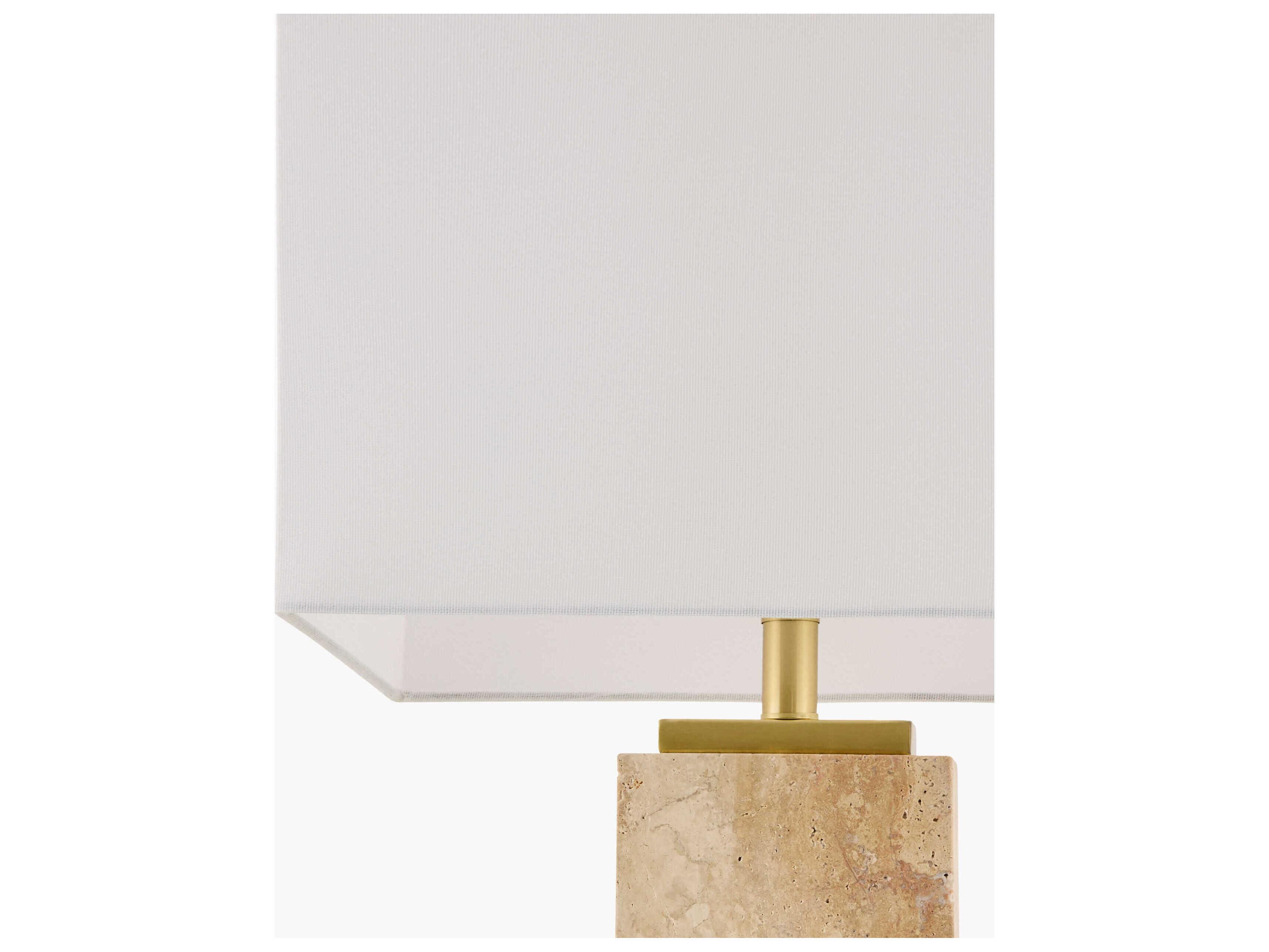 Surya Ponta Brown White Linen Buffet Lamp