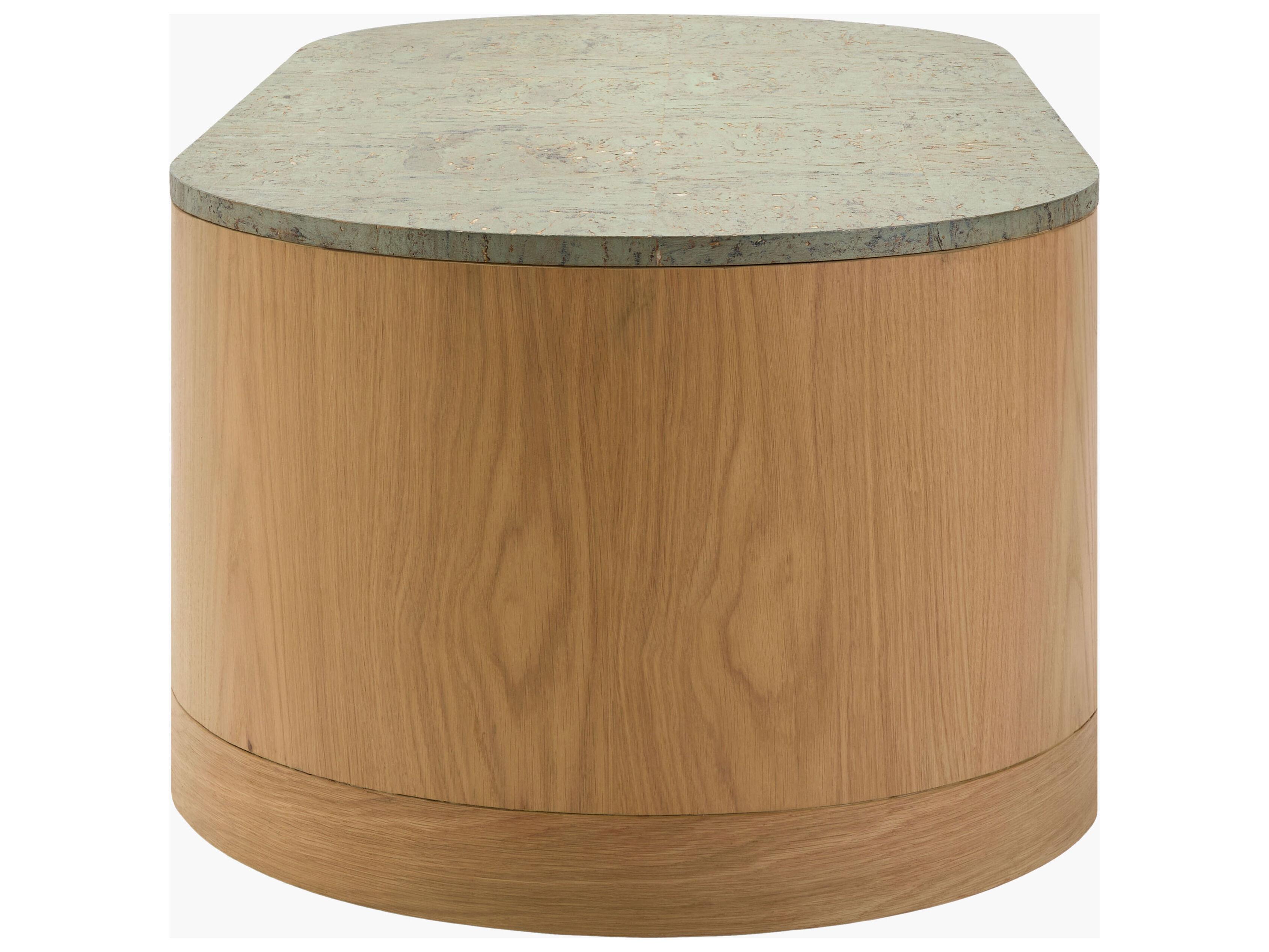 Surya Poros Oval Wood Green Brown Coffee Table