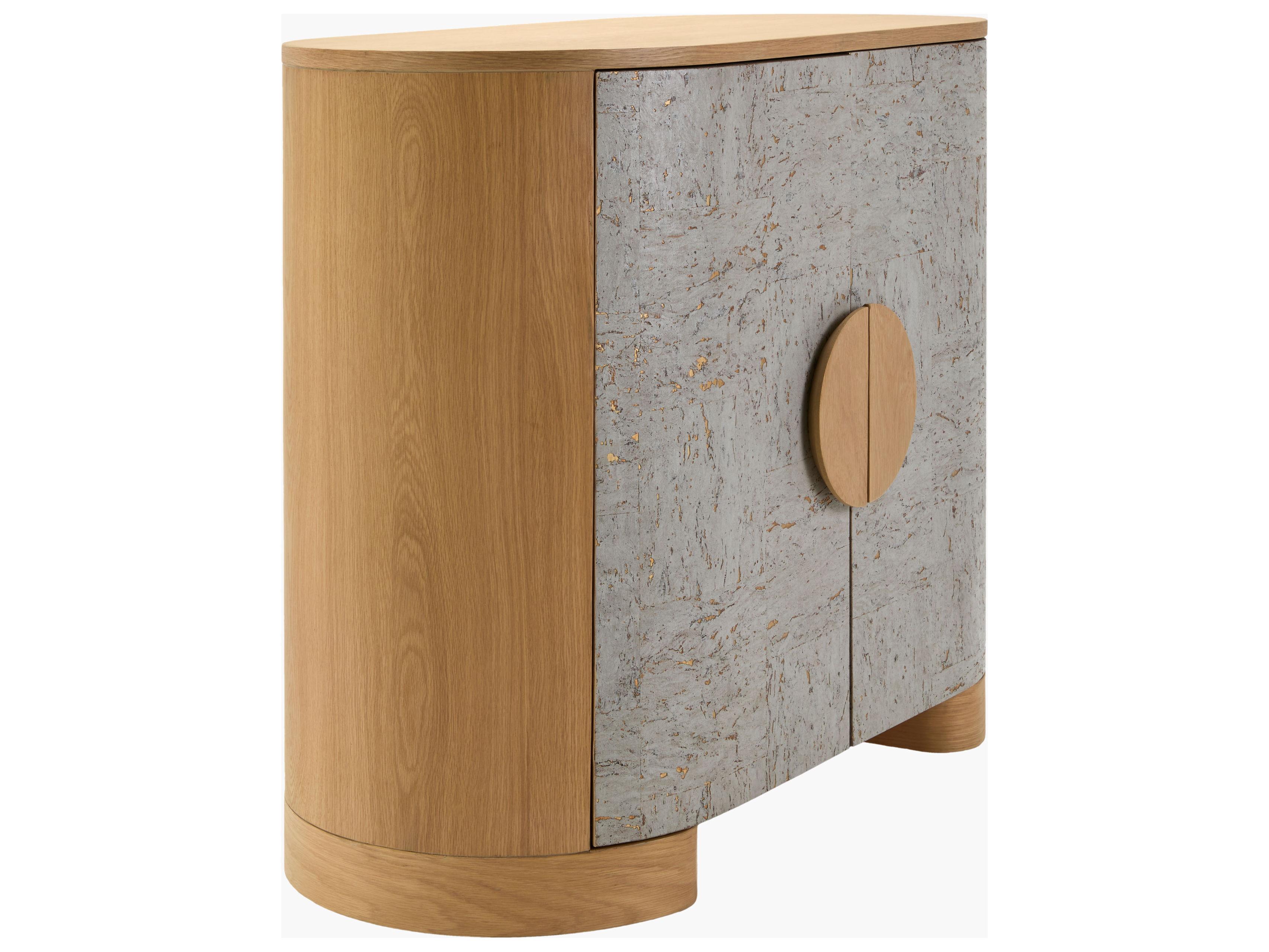 Surya Poros Silver Gray Brown Oak Wood Accent Chest