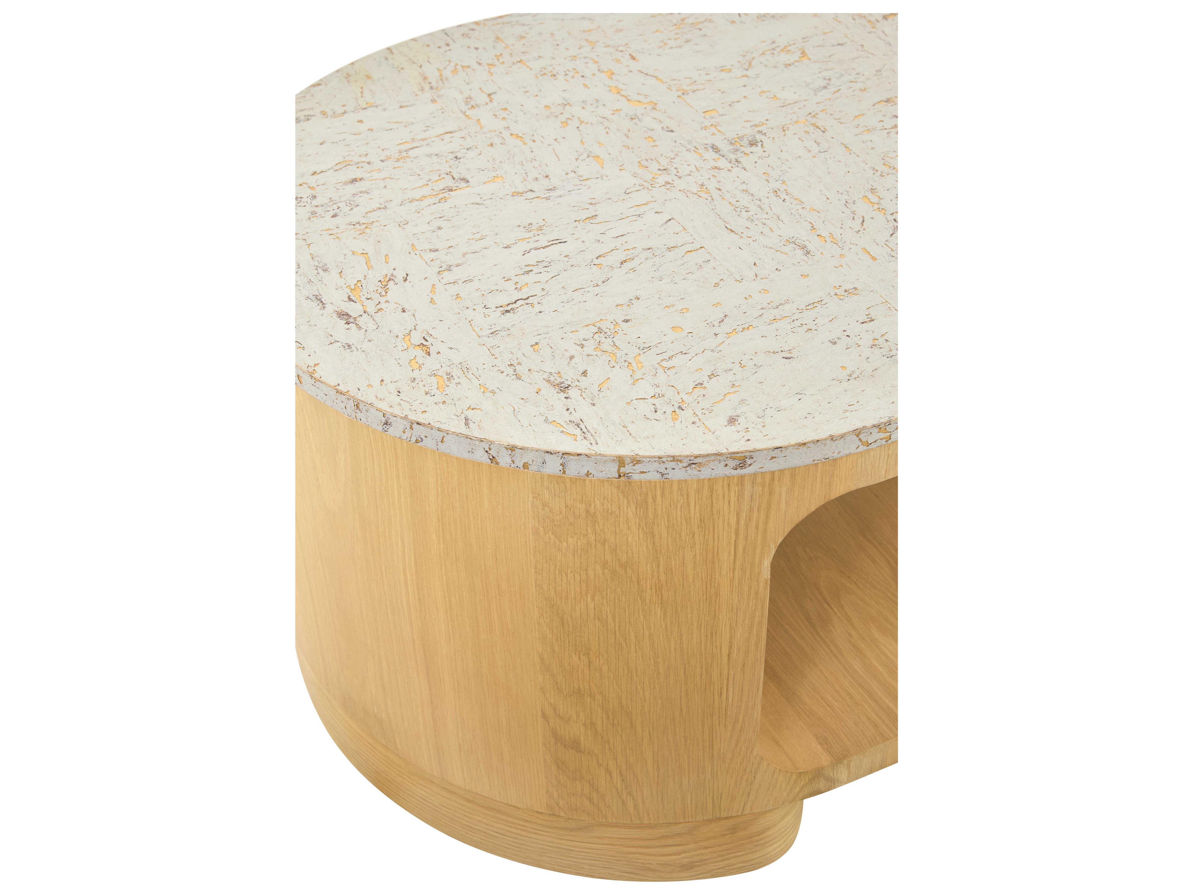 Surya Poros Oval Wood Green Brown Coffee Table