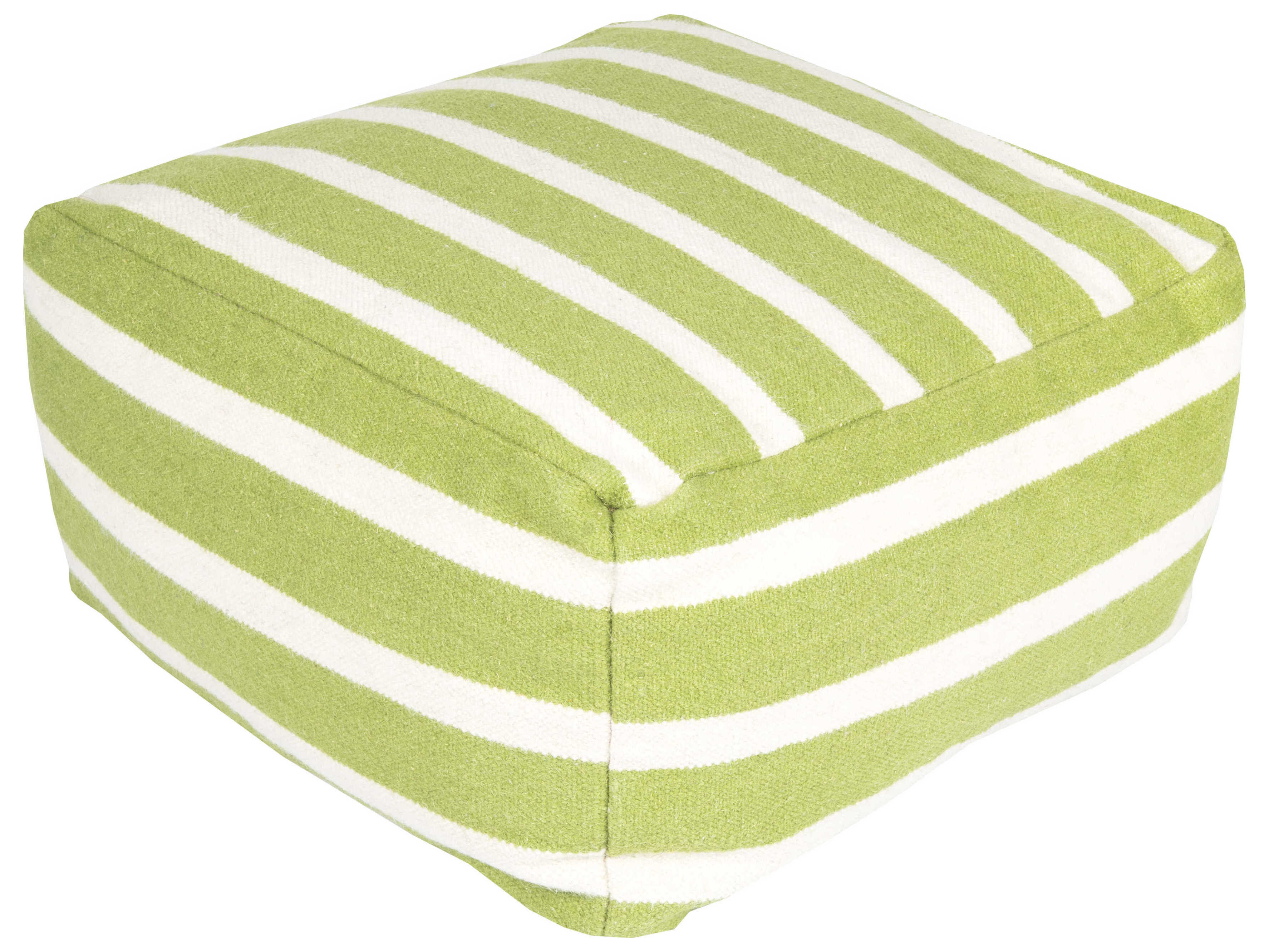 Surya Frontier Light Olive Green Upholstered Pouf