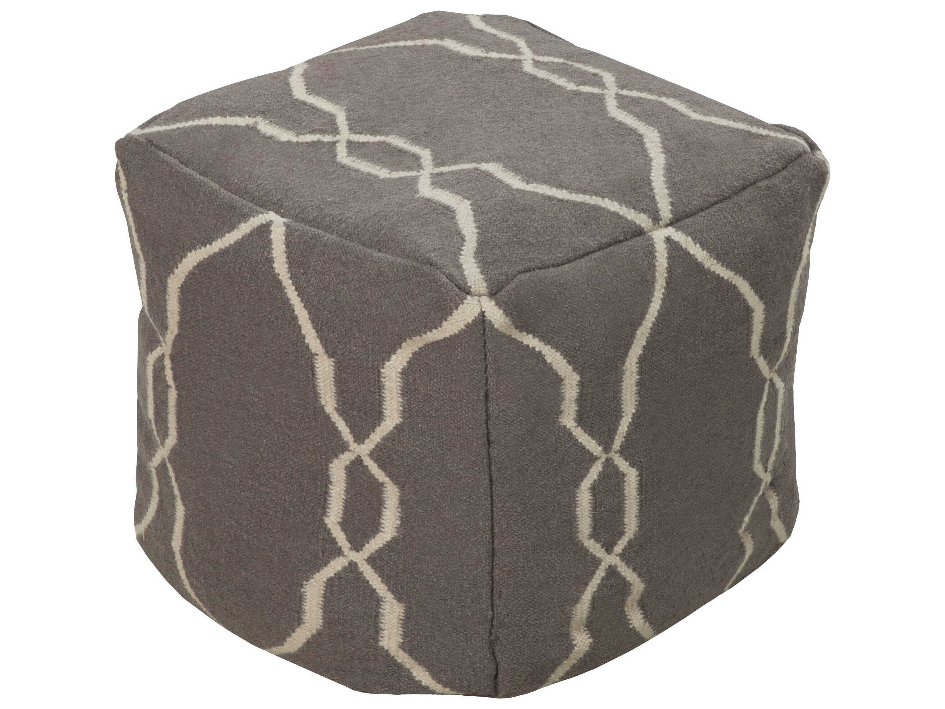 Surya Fallon Beige Gray Upholstered Pouf