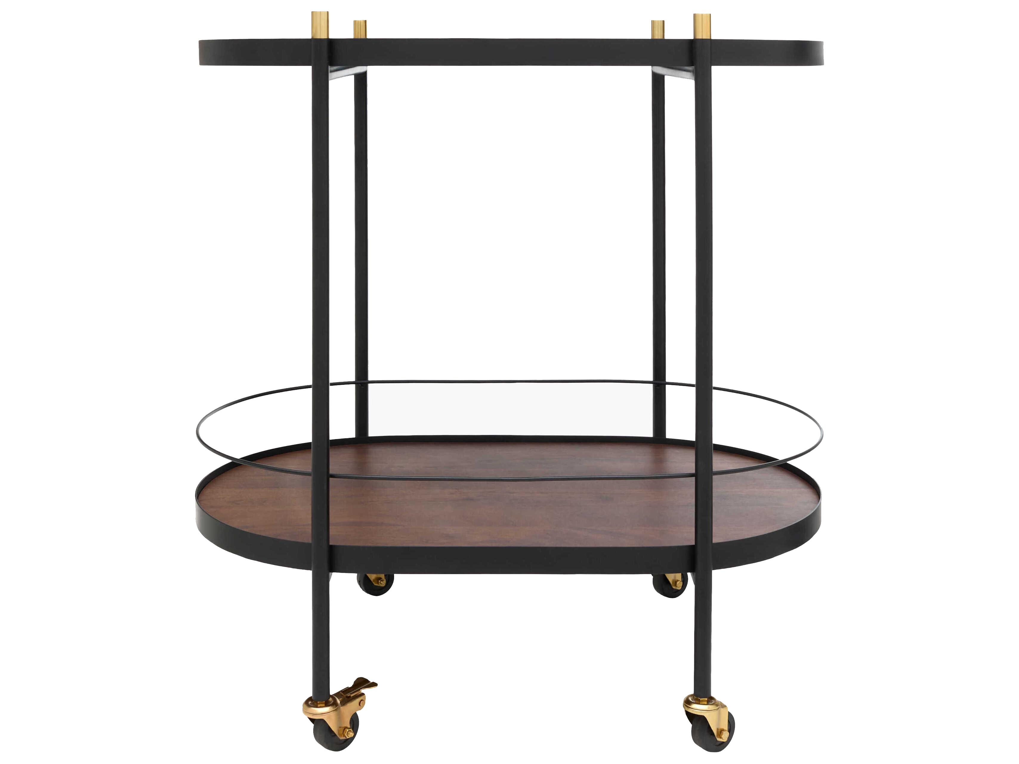 Surya Pearson Glass Gray Black Bar Cart