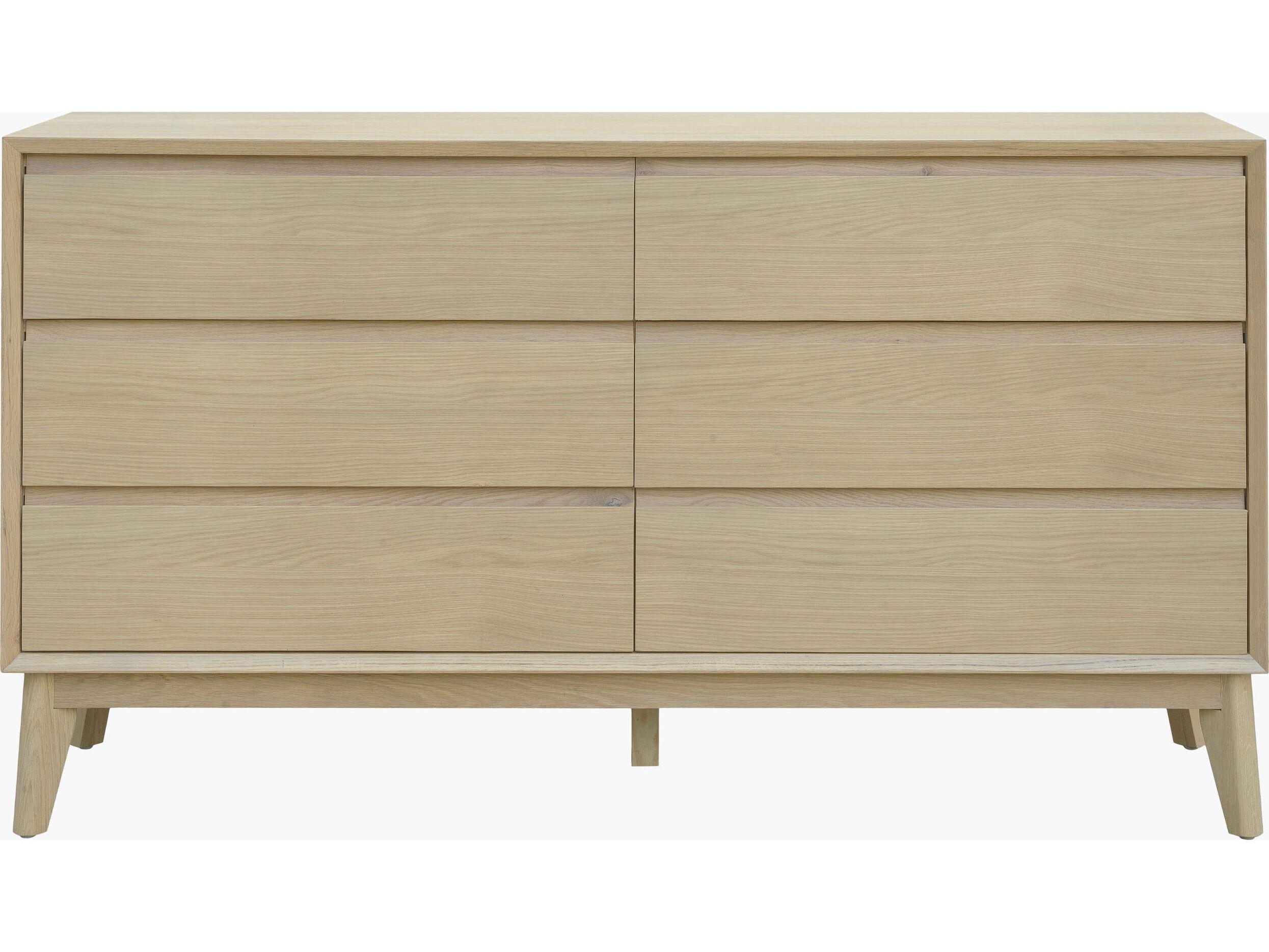 Surya Pryce 6-Drawers Oak Wood Double Dresser