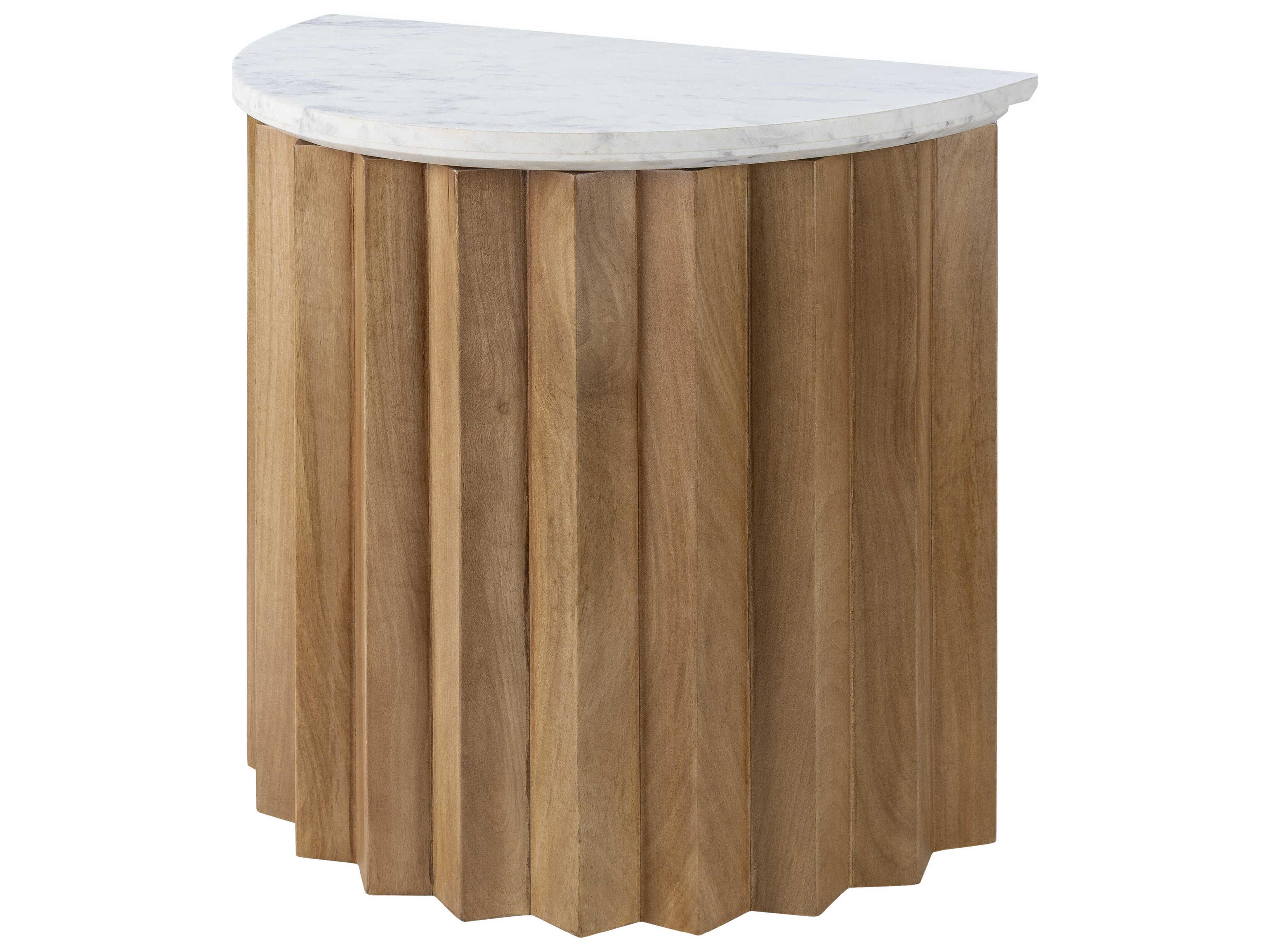 Surya Piestra Demilune Marble White Brown End Table