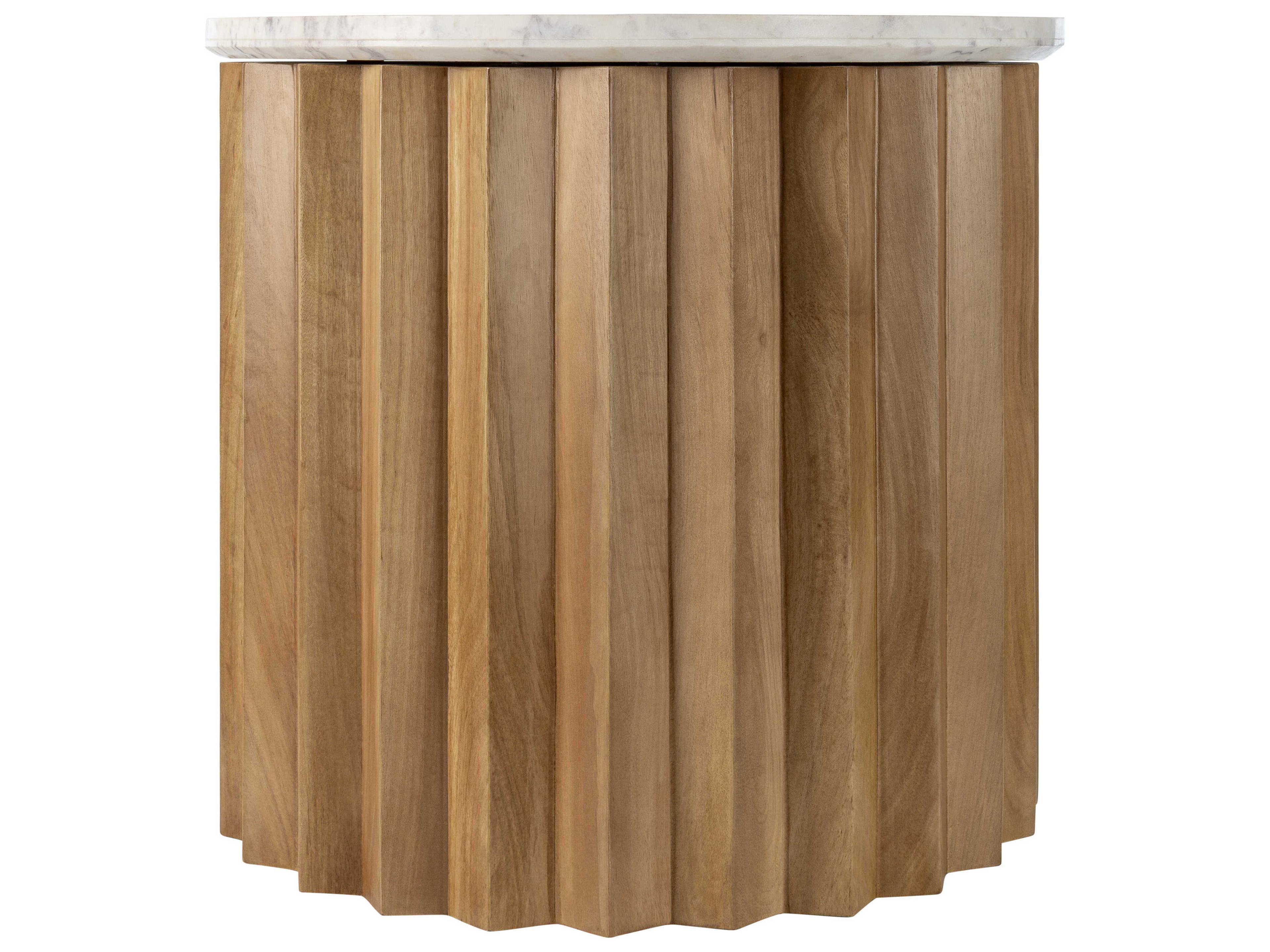 Surya Piestra Demilune Marble White Brown End Table