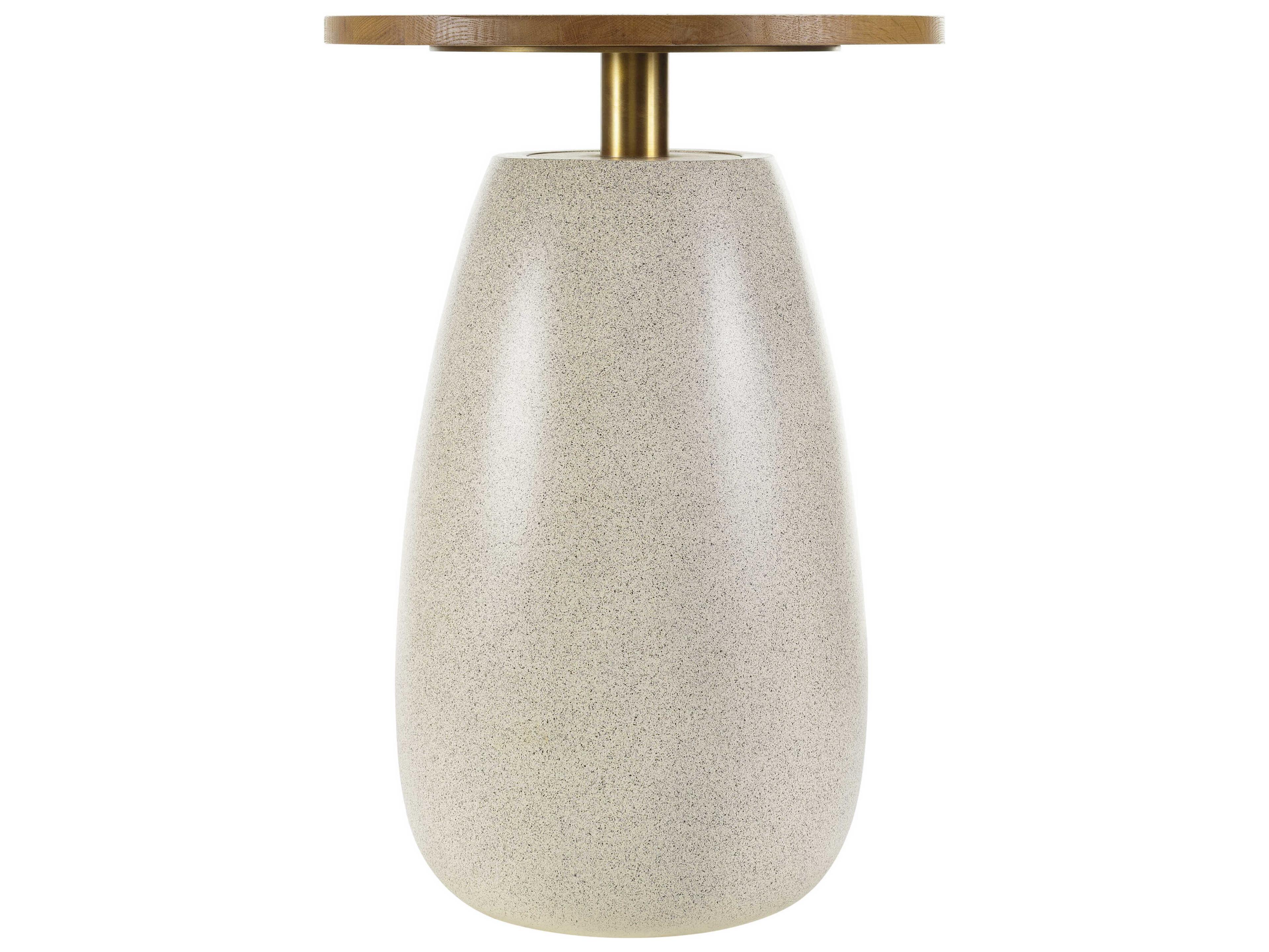 Surya Pupil Round Wood Brown Beige Gold End Table