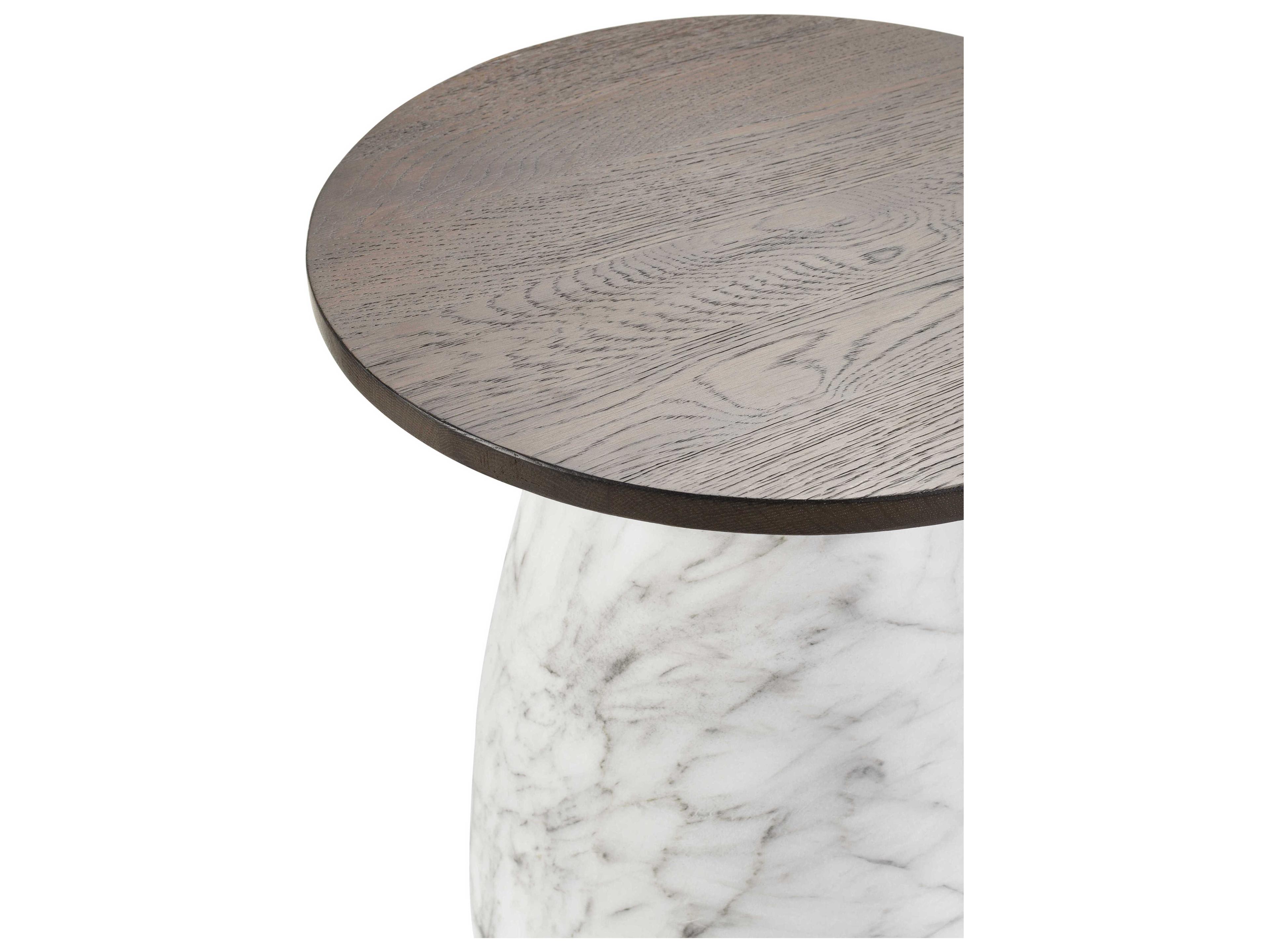 Surya Pupil Round Wood Dark Brown White Gold End Table