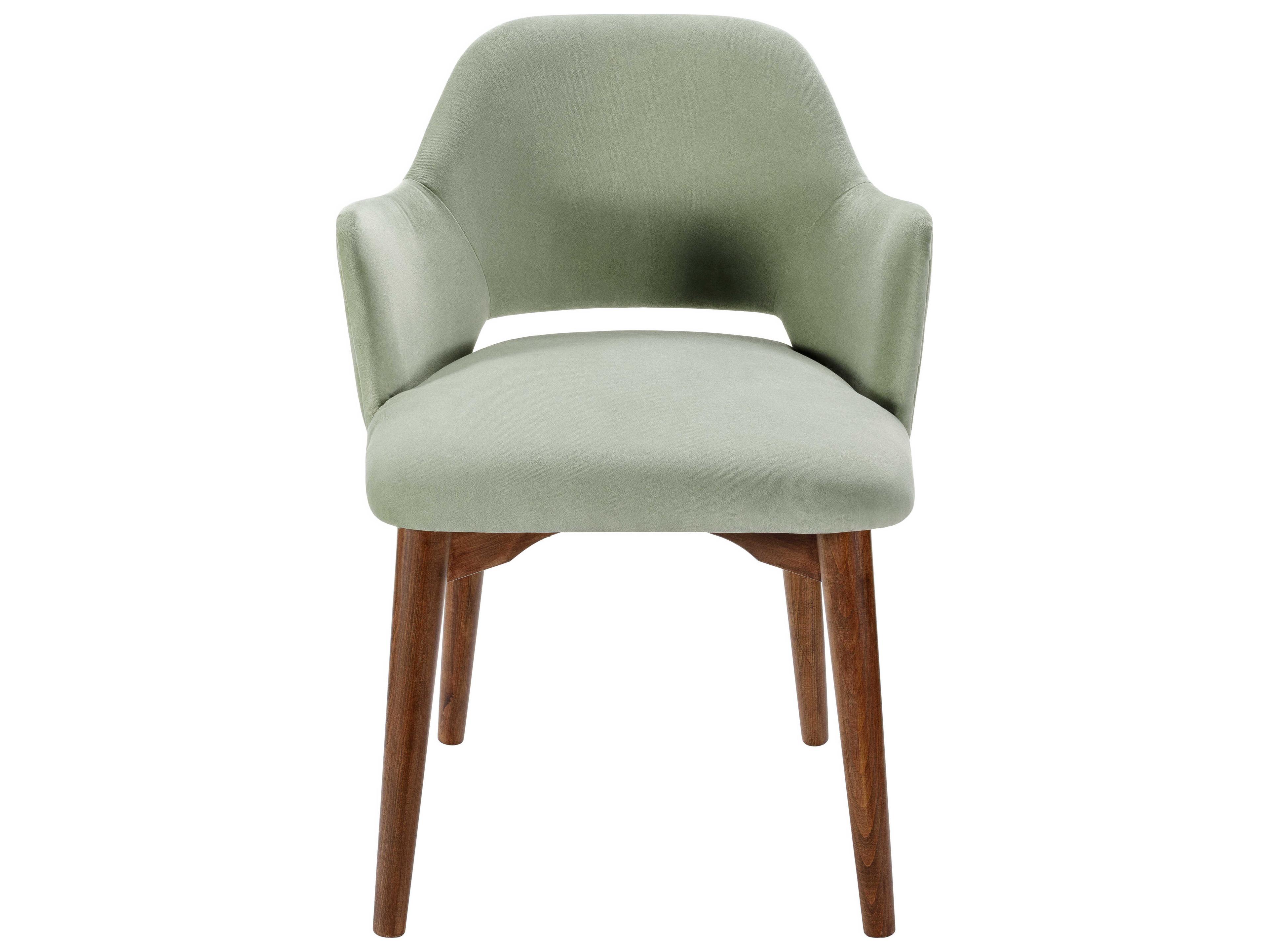 Surya Payette Rubberwood Green Upholstered Arm Dining Chair