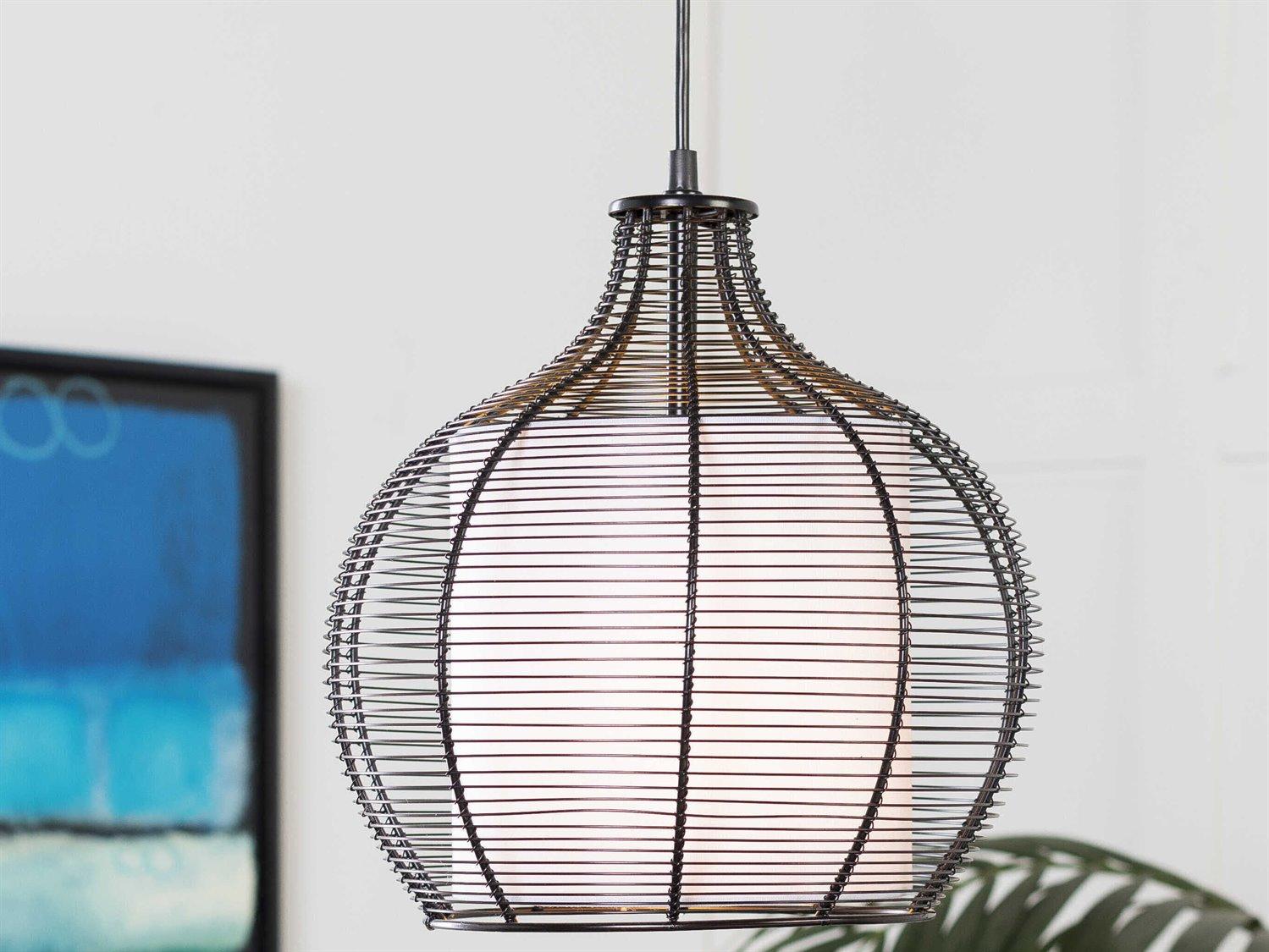 Surya Quinton 1-Light Black Cylinder Globe Mini Pendant