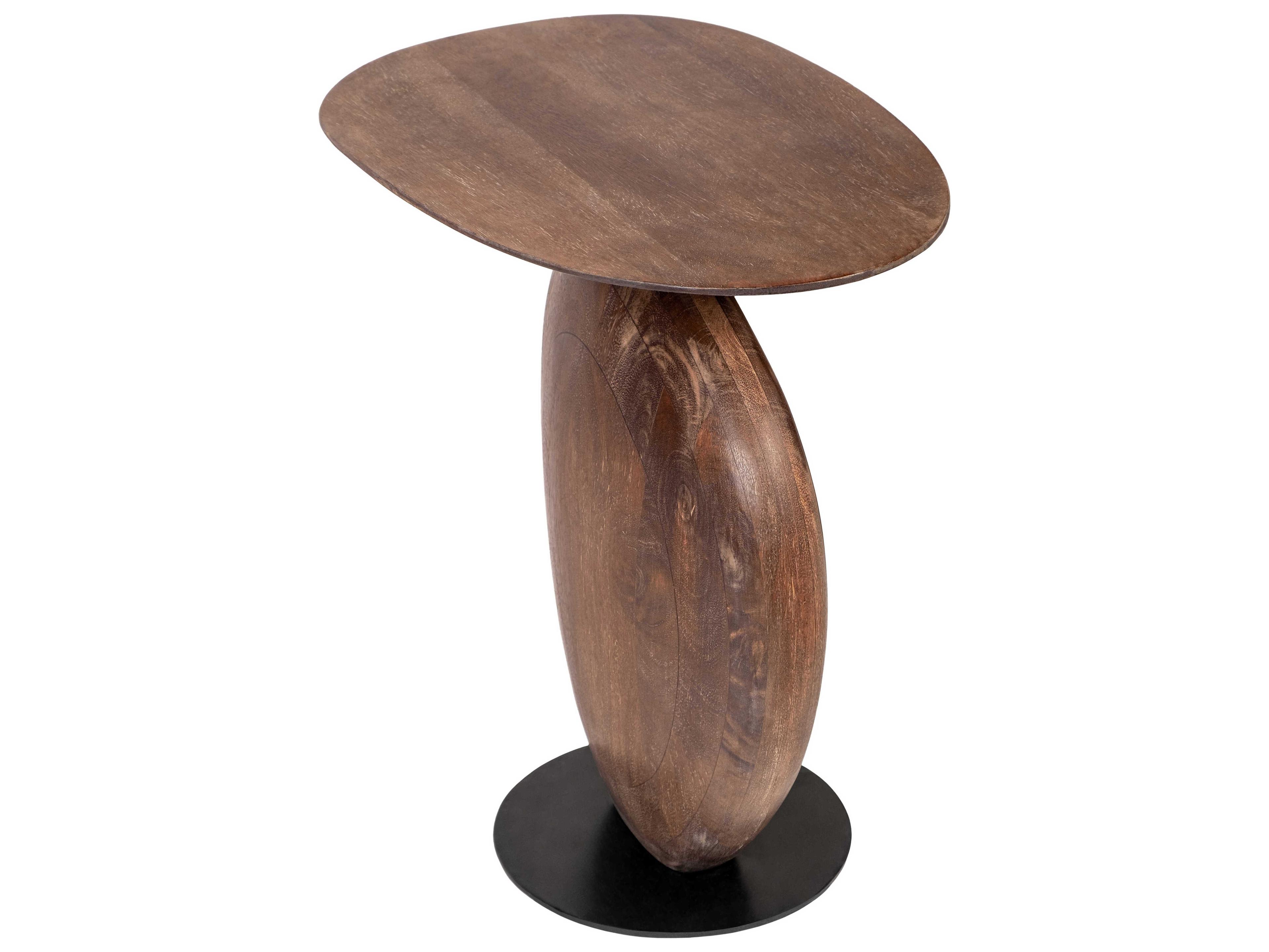 Surya Ravi Wood Dark Brown Black End Table
