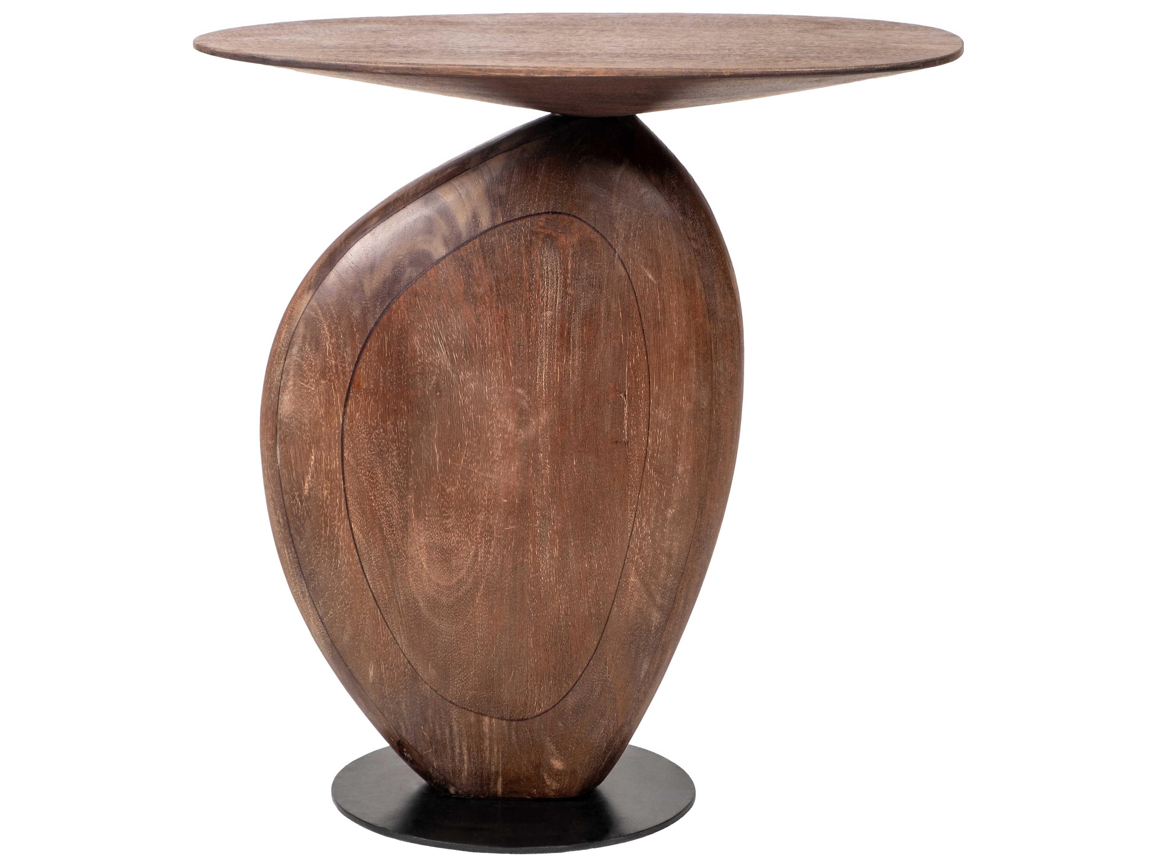Surya Ravi Wood Dark Brown Black End Table