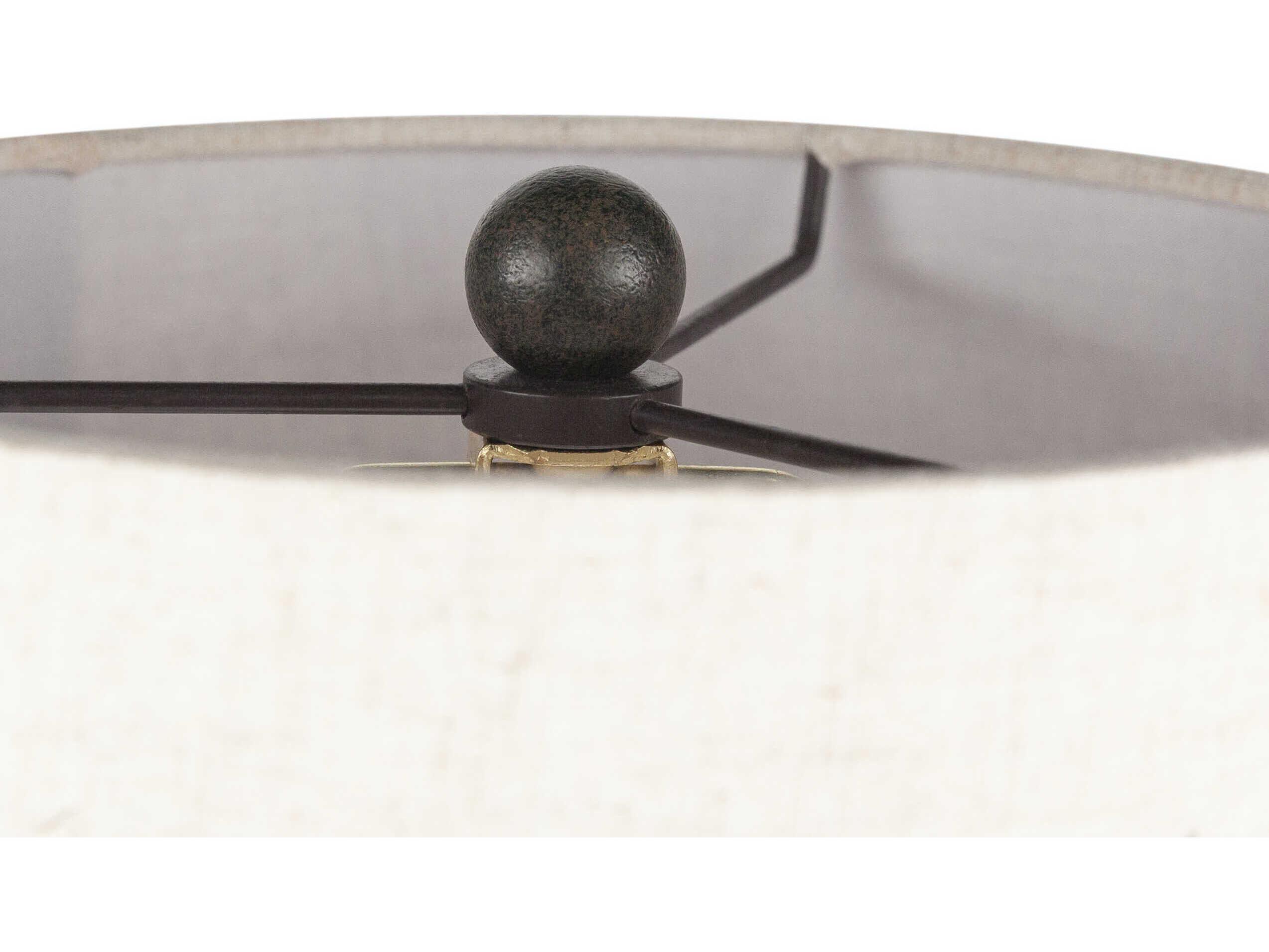 Surya Rigby Metallic Bronze Ivory Linen Gray Buffet Lamp