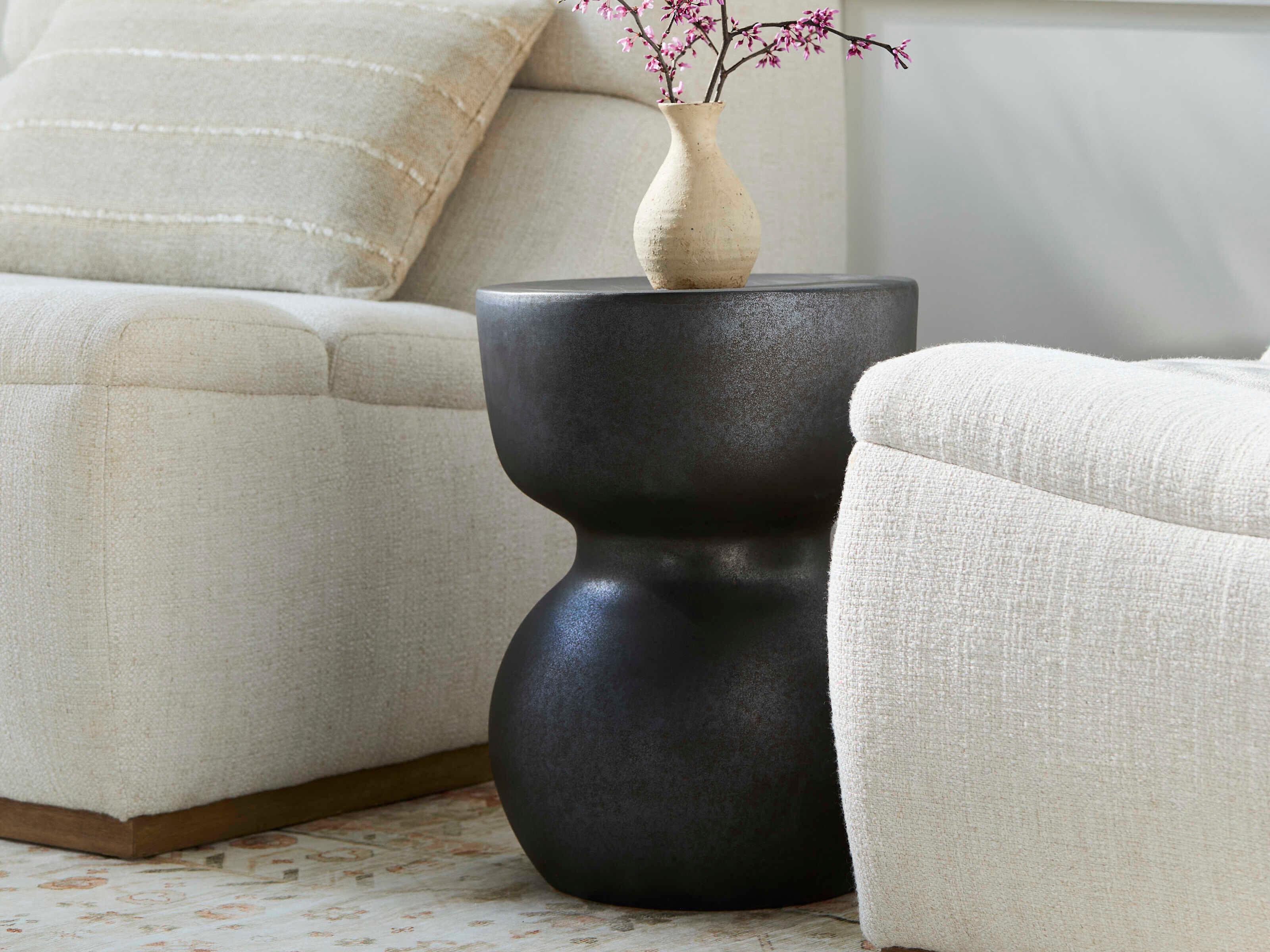 Surya Arita Charcoal Black Accent Stool