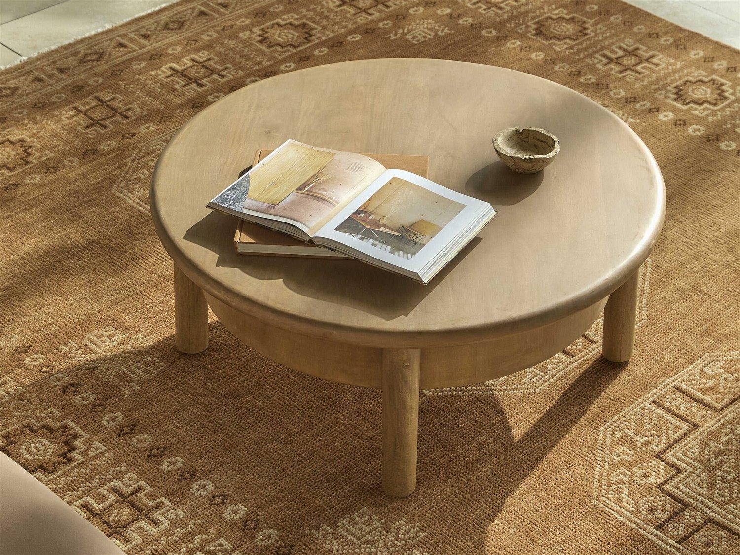 Surya Rondo Round Wood Brown Coffee Table