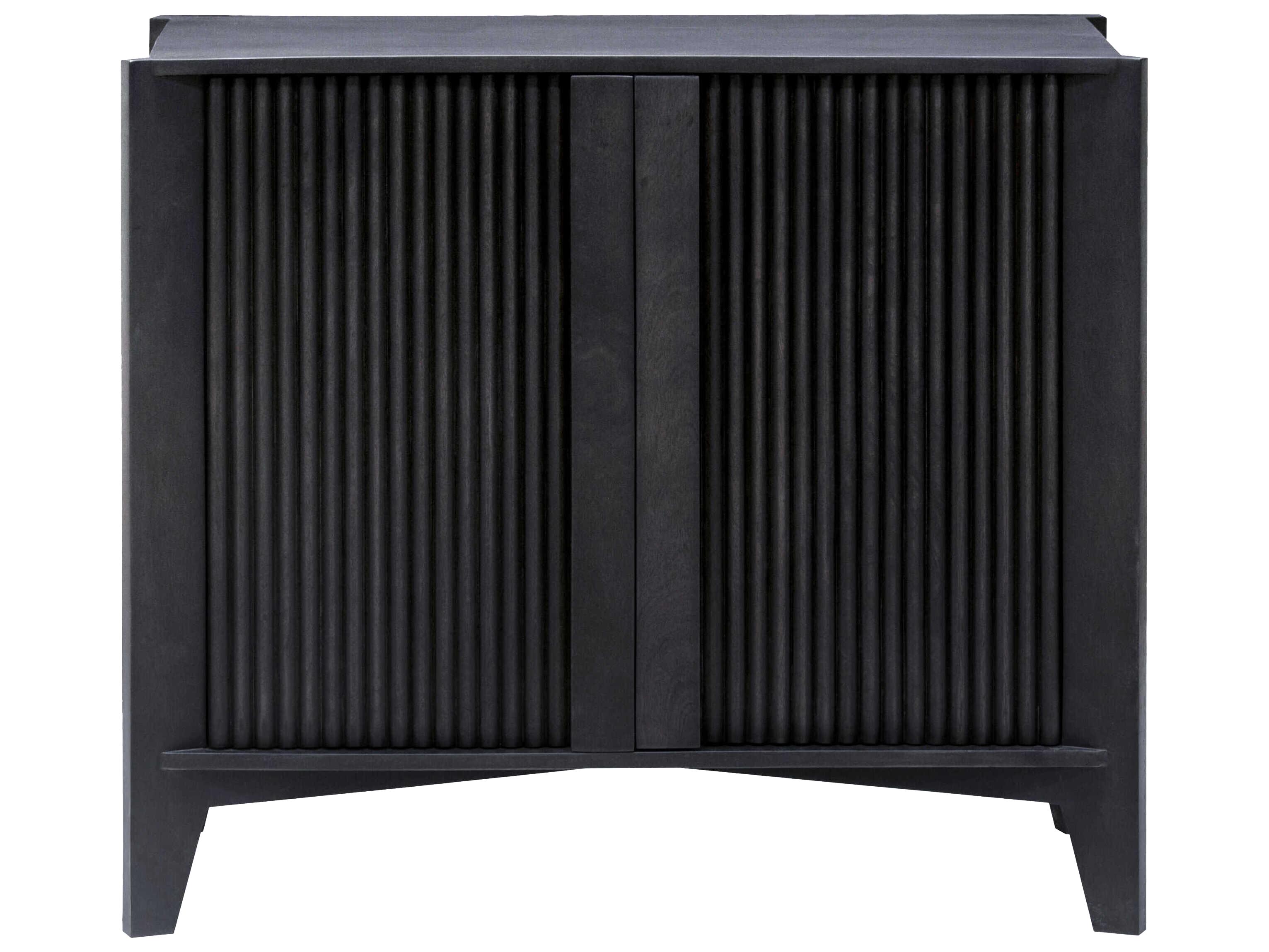 Surya Ronan Black Mango Wood Accent Cabinet