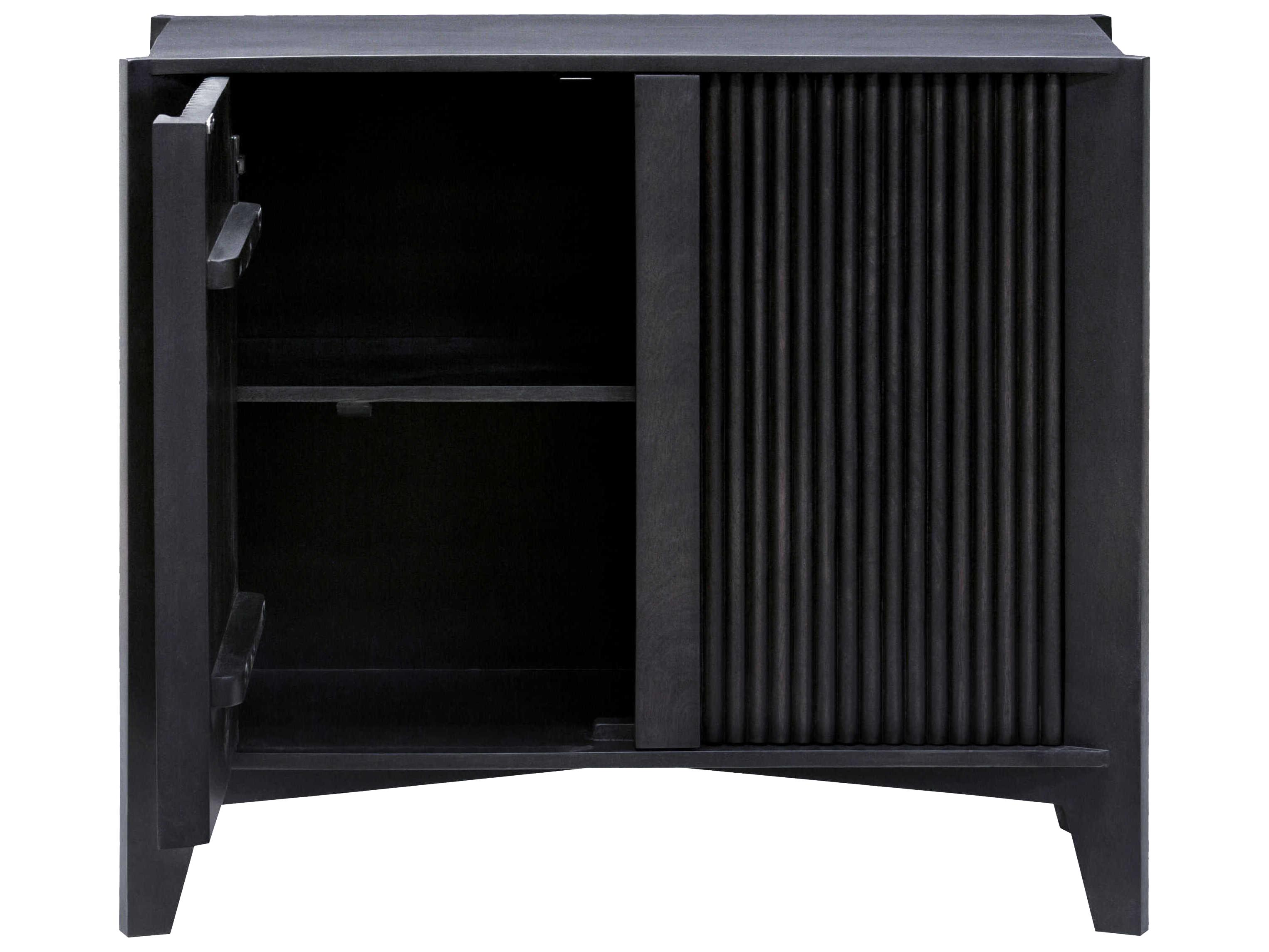 Surya Ronan Black Mango Wood Accent Cabinet