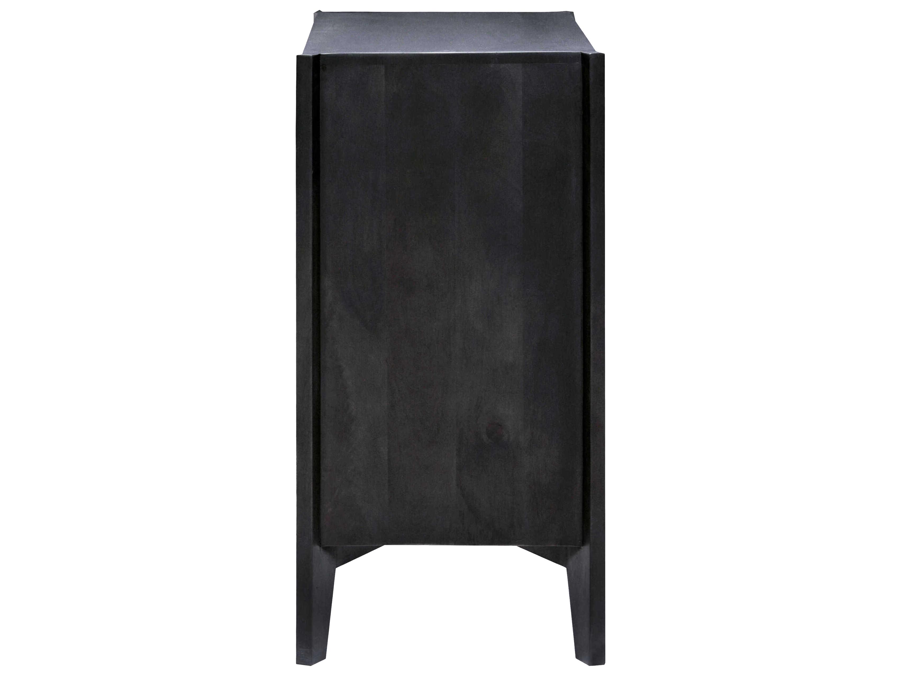 Surya Ronan Black Mango Wood Accent Cabinet