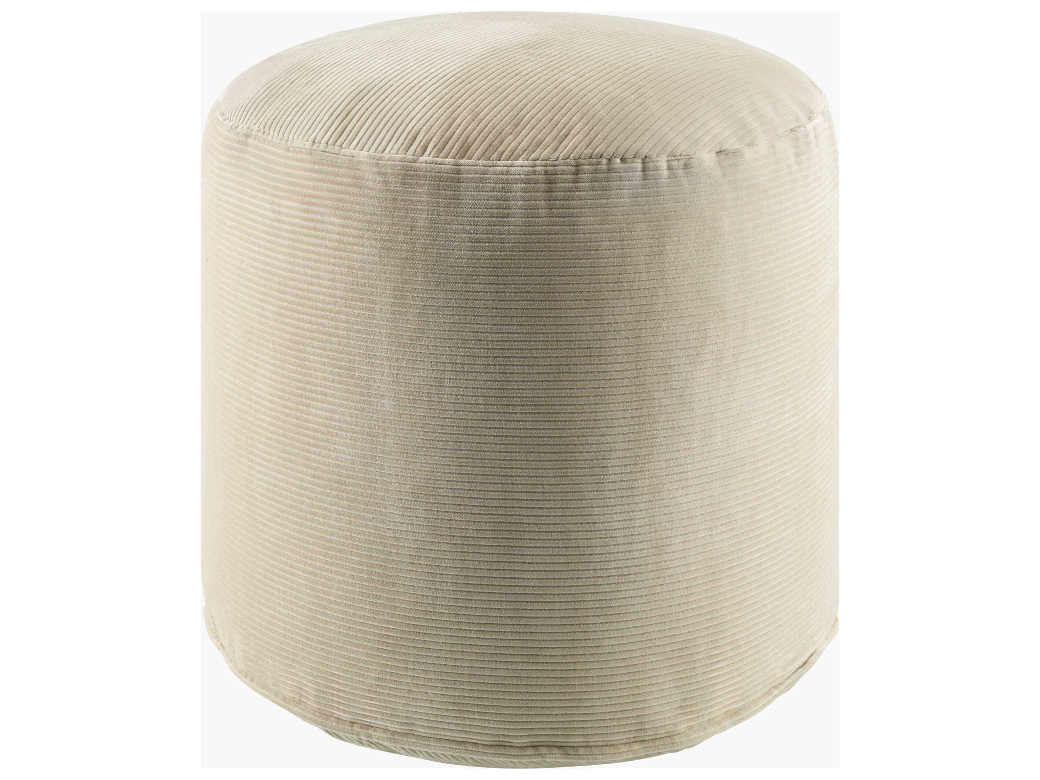 Surya Roy Beige Upholstered Ottoman