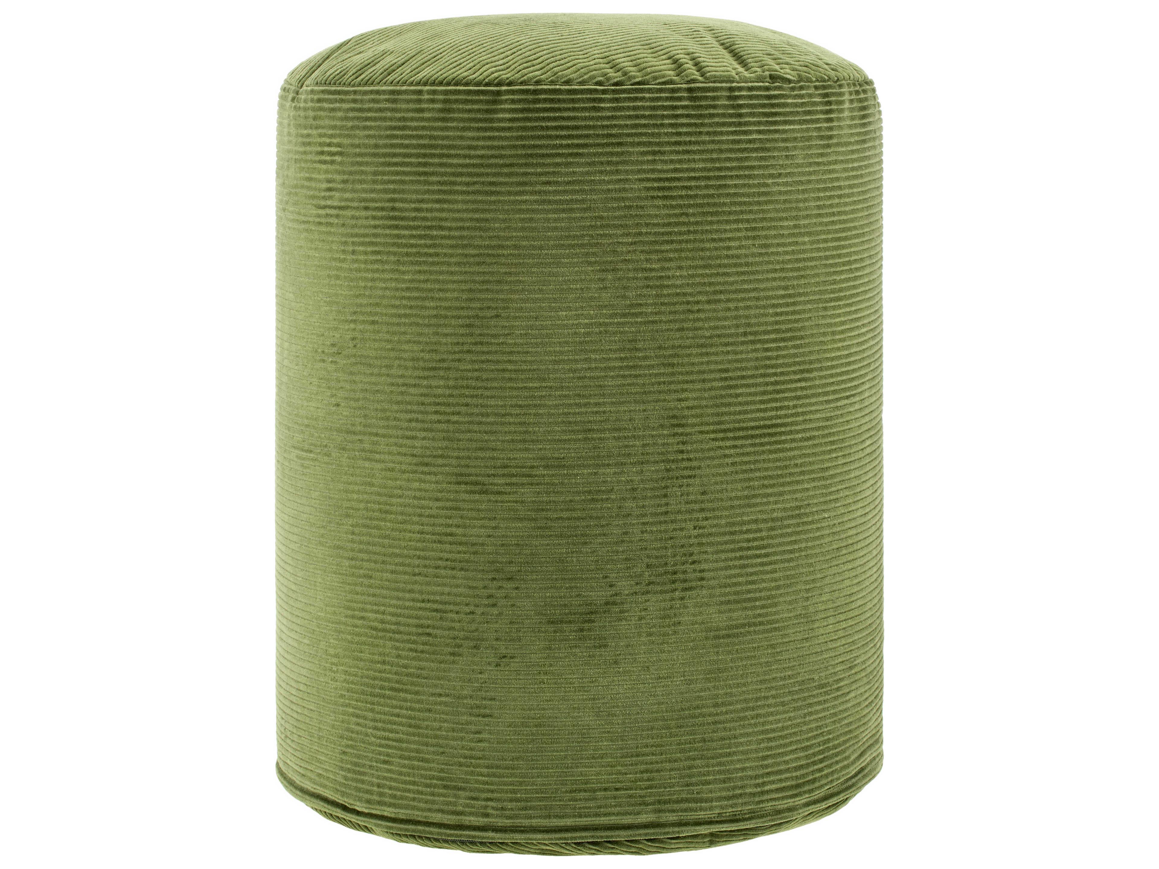 Surya Roy Olive Green Upholstered Pouf