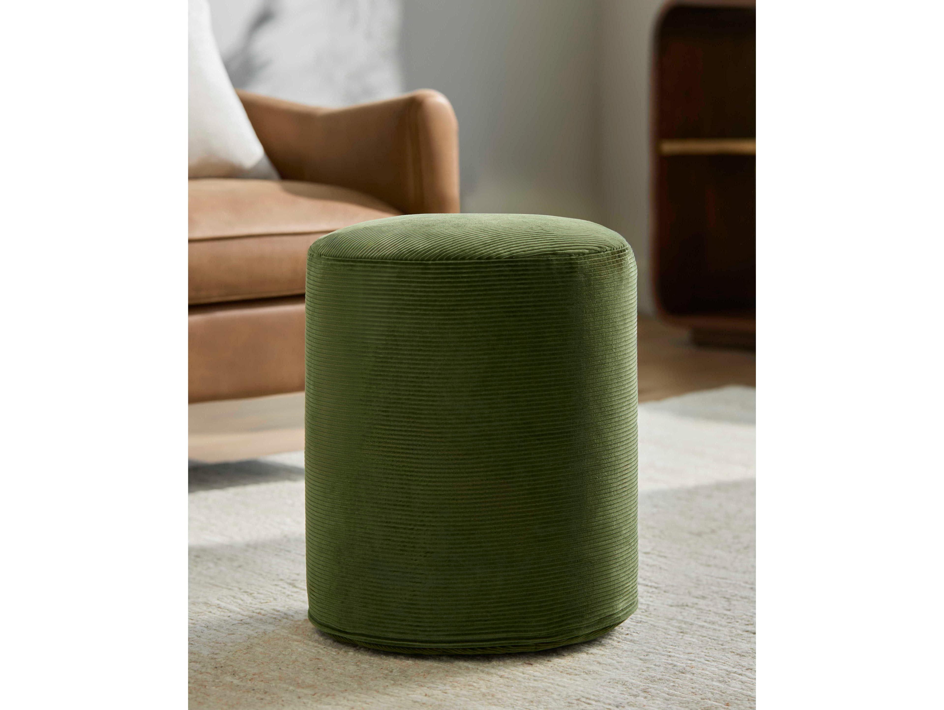 Surya Roy Olive Green Upholstered Pouf