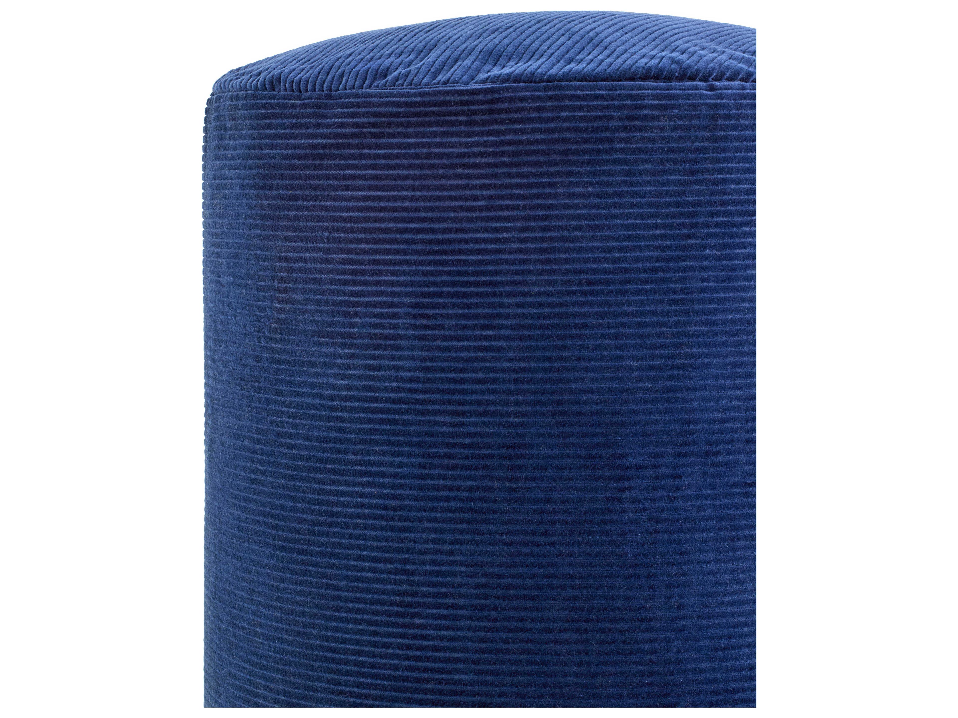 Surya Roy Midnight Blue Upholstered Pouf