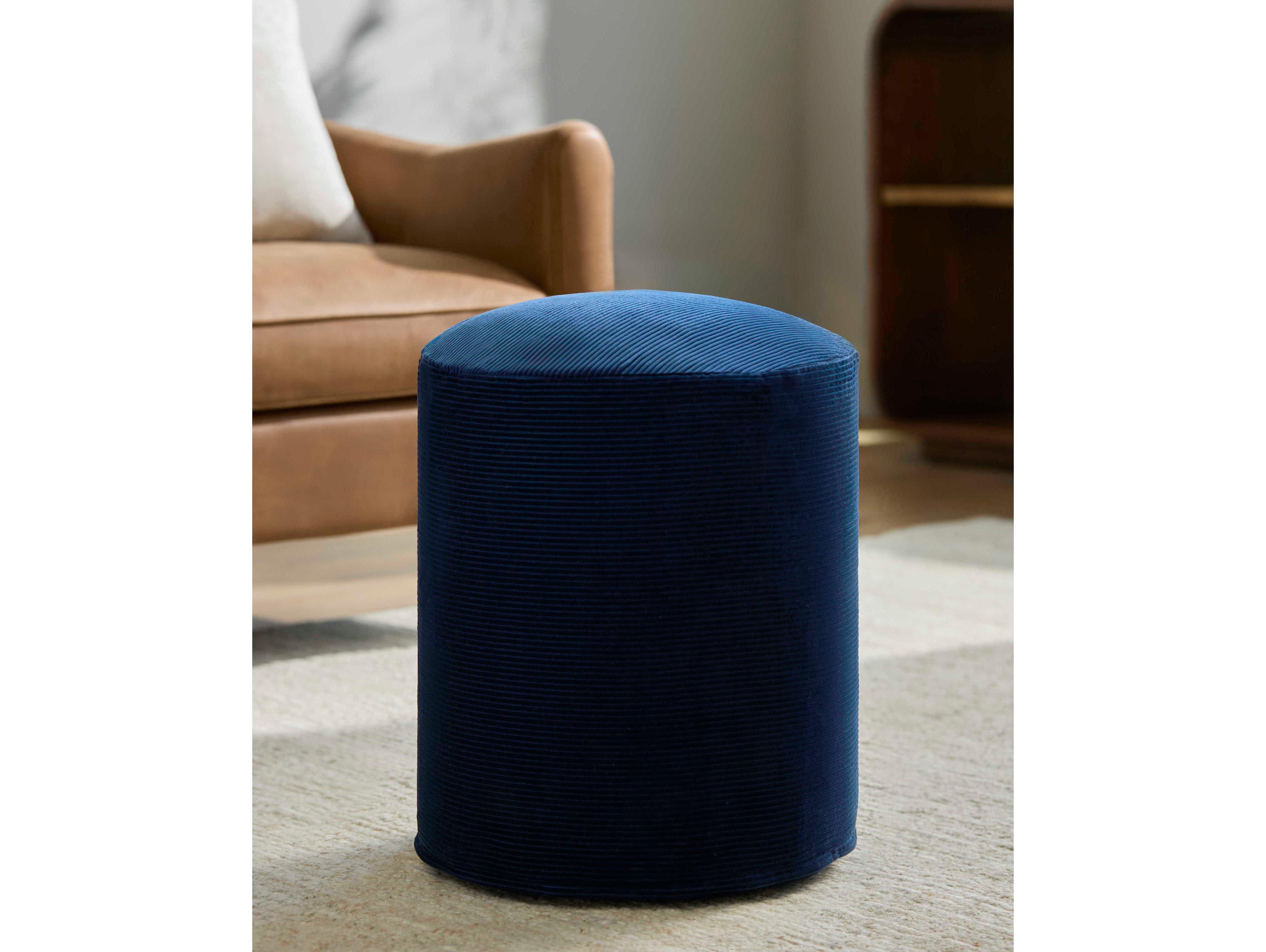 Surya Roy Midnight Blue Upholstered Pouf