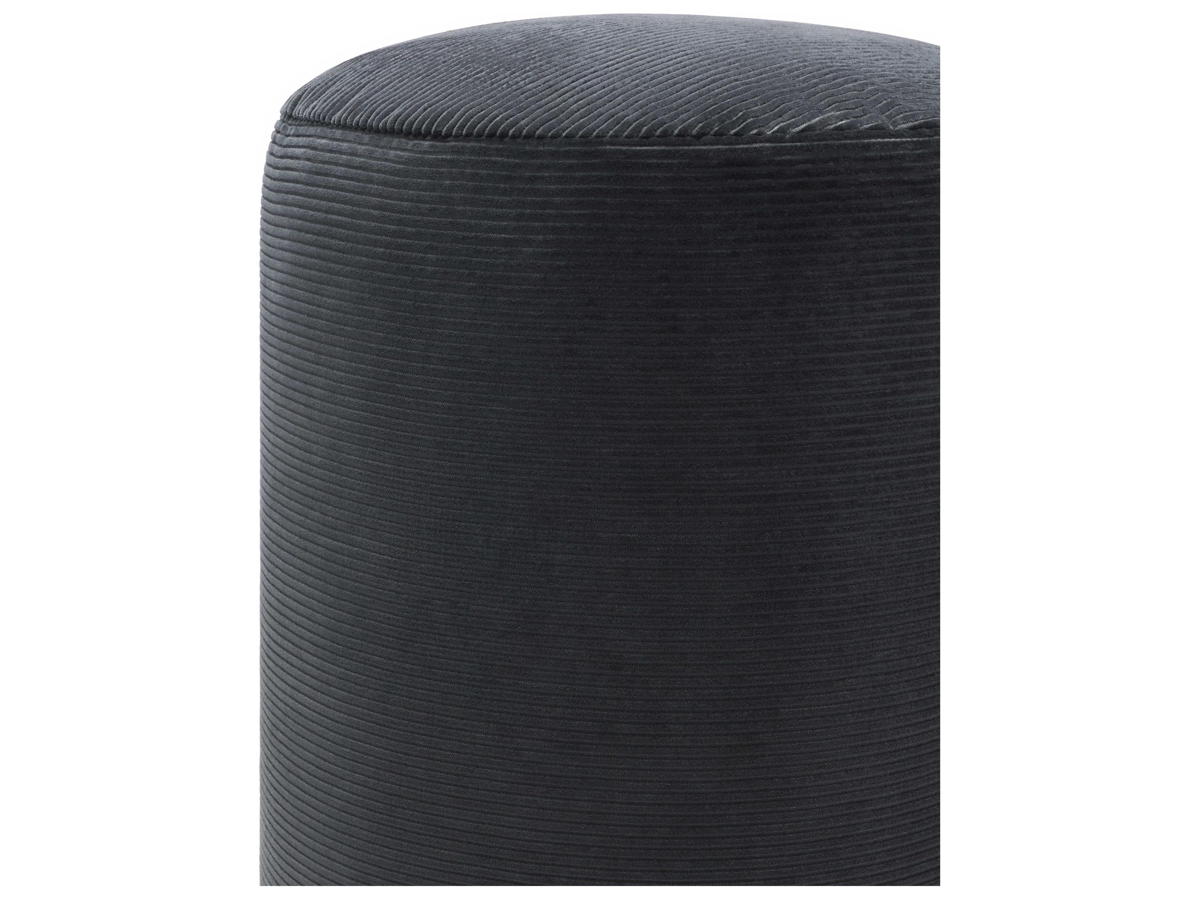 Surya Roy Charcoal Gray Upholstered Pouf