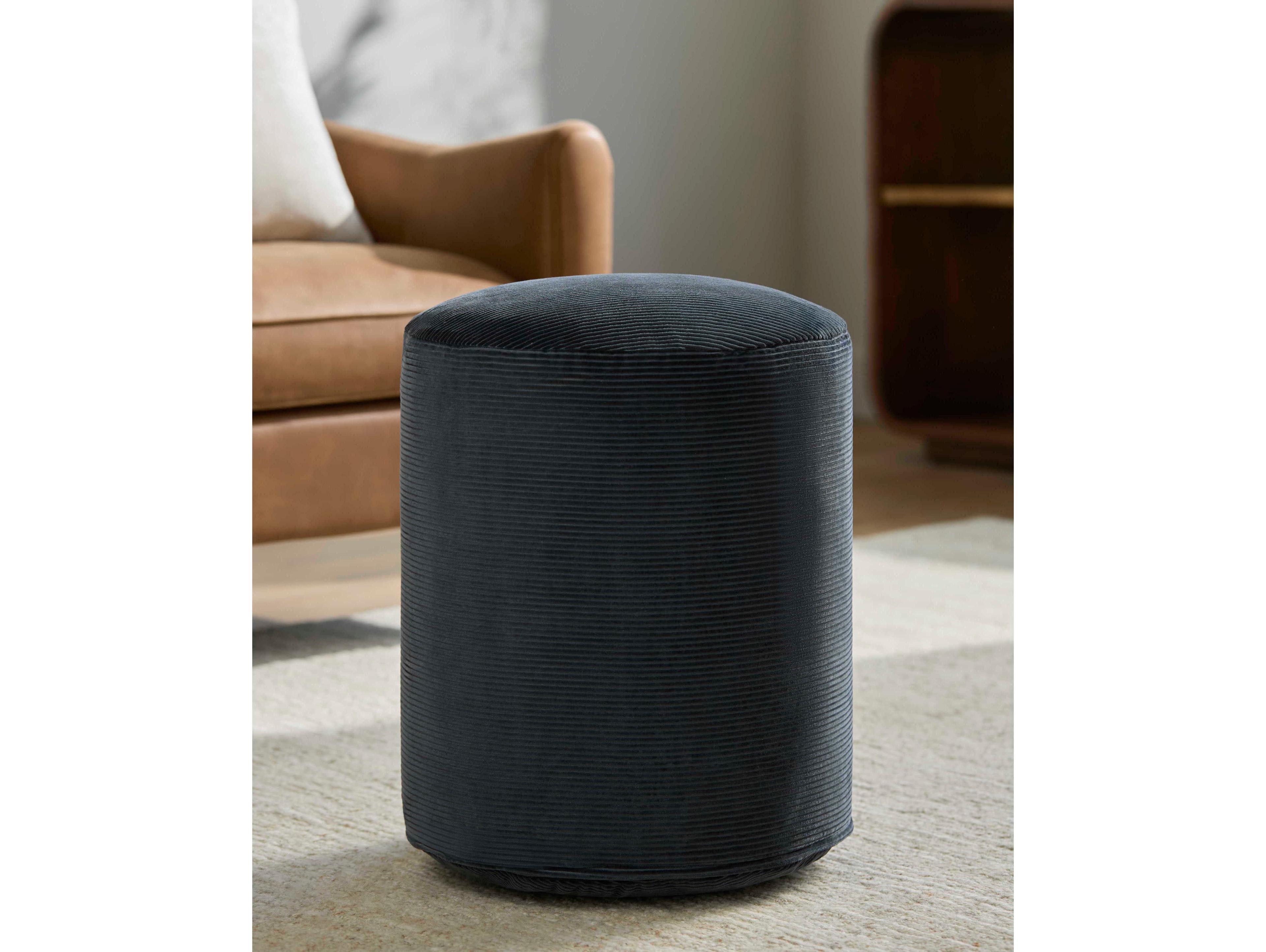 Surya Roy Charcoal Gray Upholstered Pouf