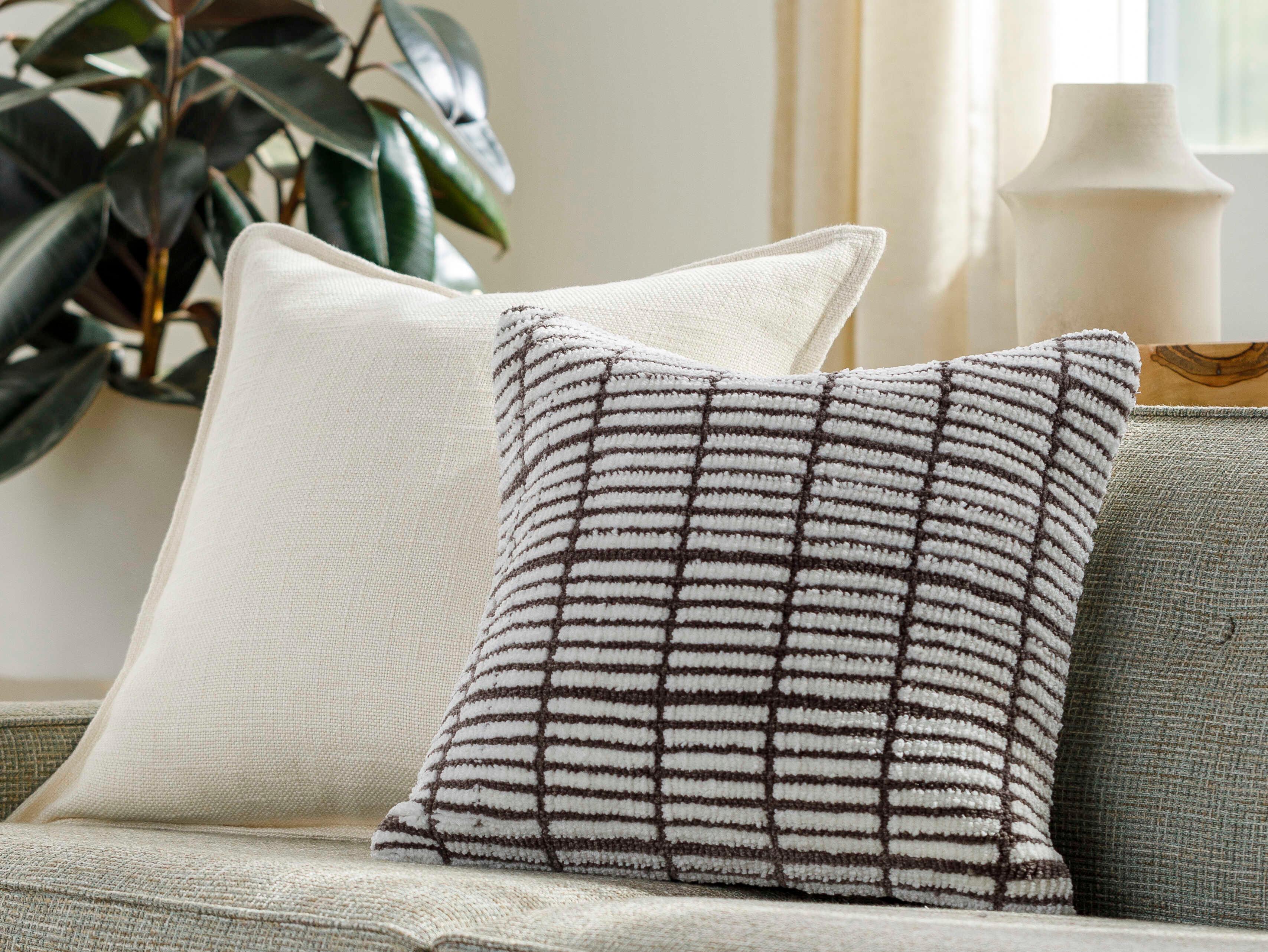 Surya Rowley Ivory Espresso Pillow