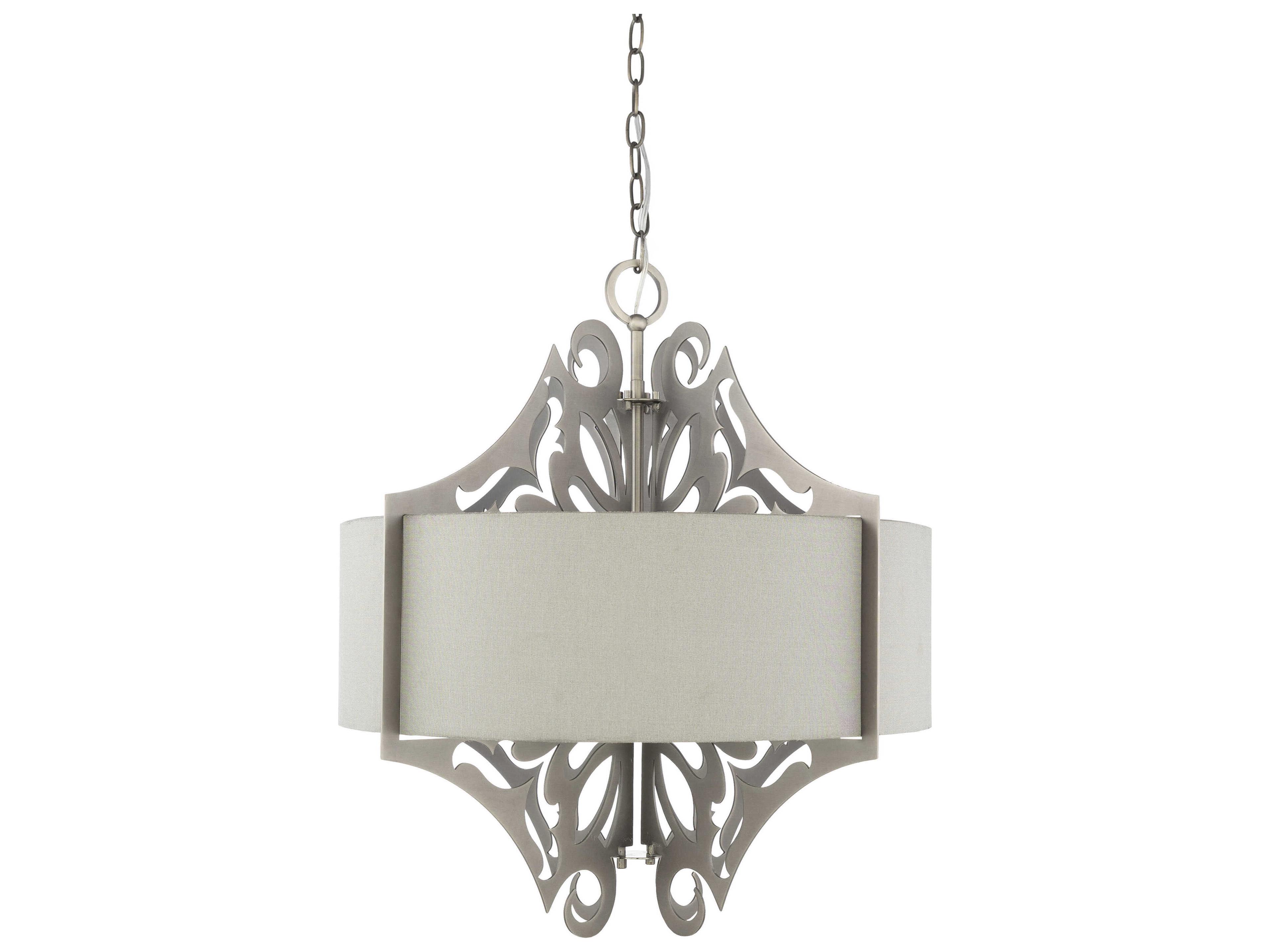 Surya Roxy 3-Light Metallic Pewter Drum Pendant