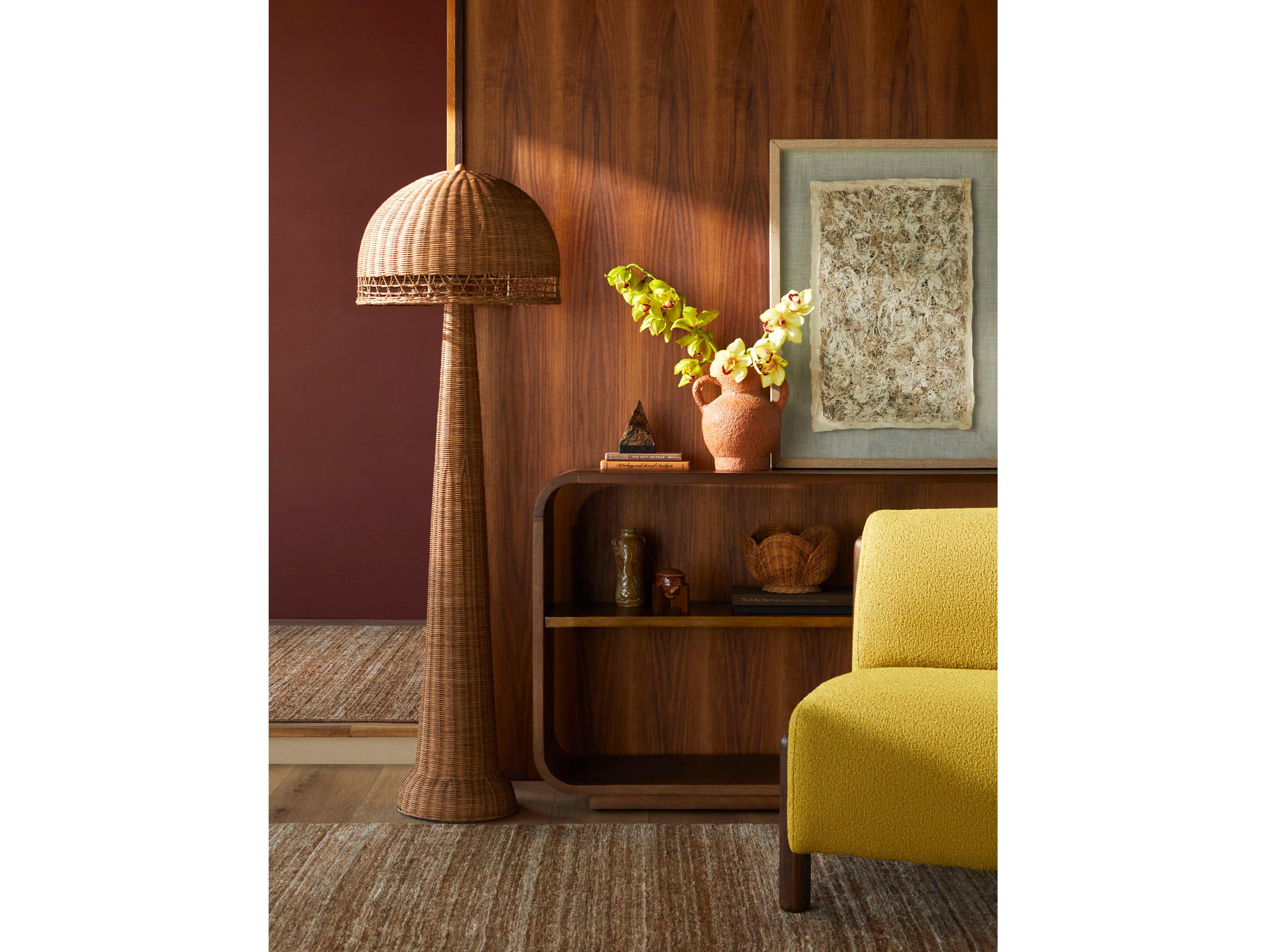Surya Ripa Wheat Rattan Brown Floor Lamp