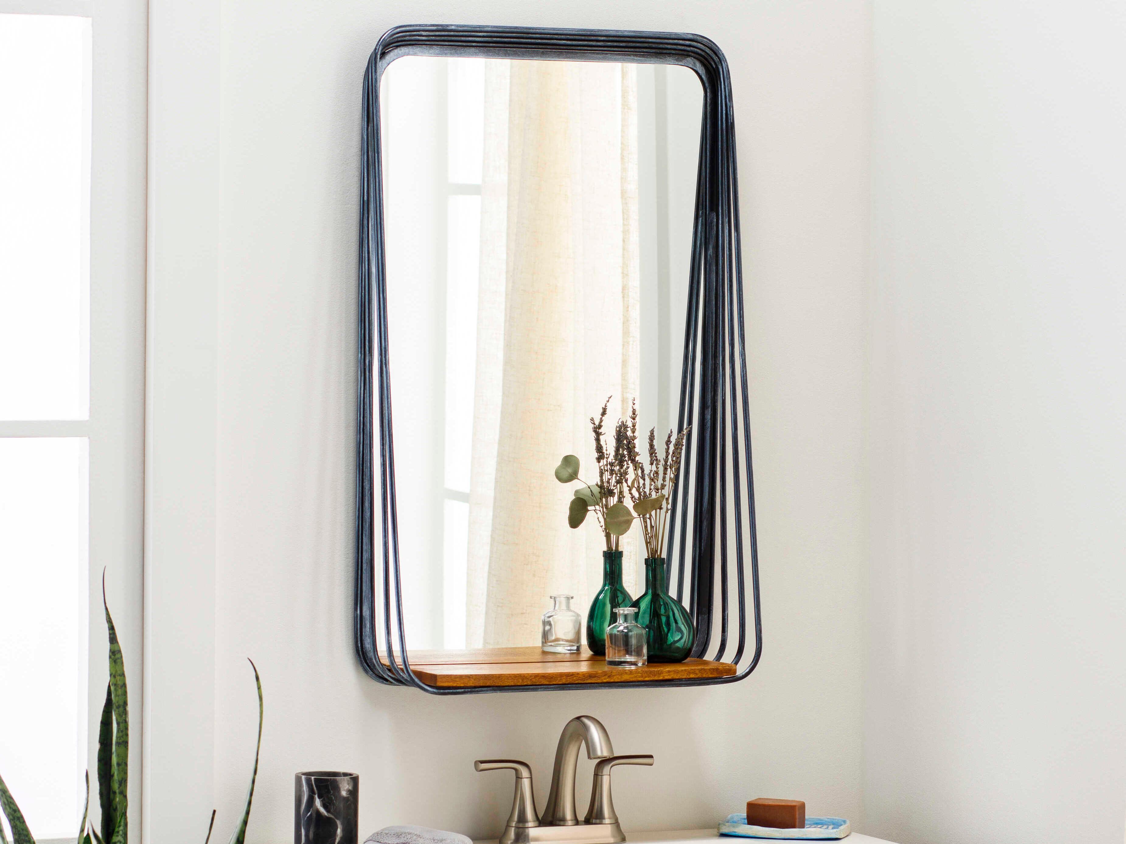 Surya Carter Black Rectangular Wall Mirror