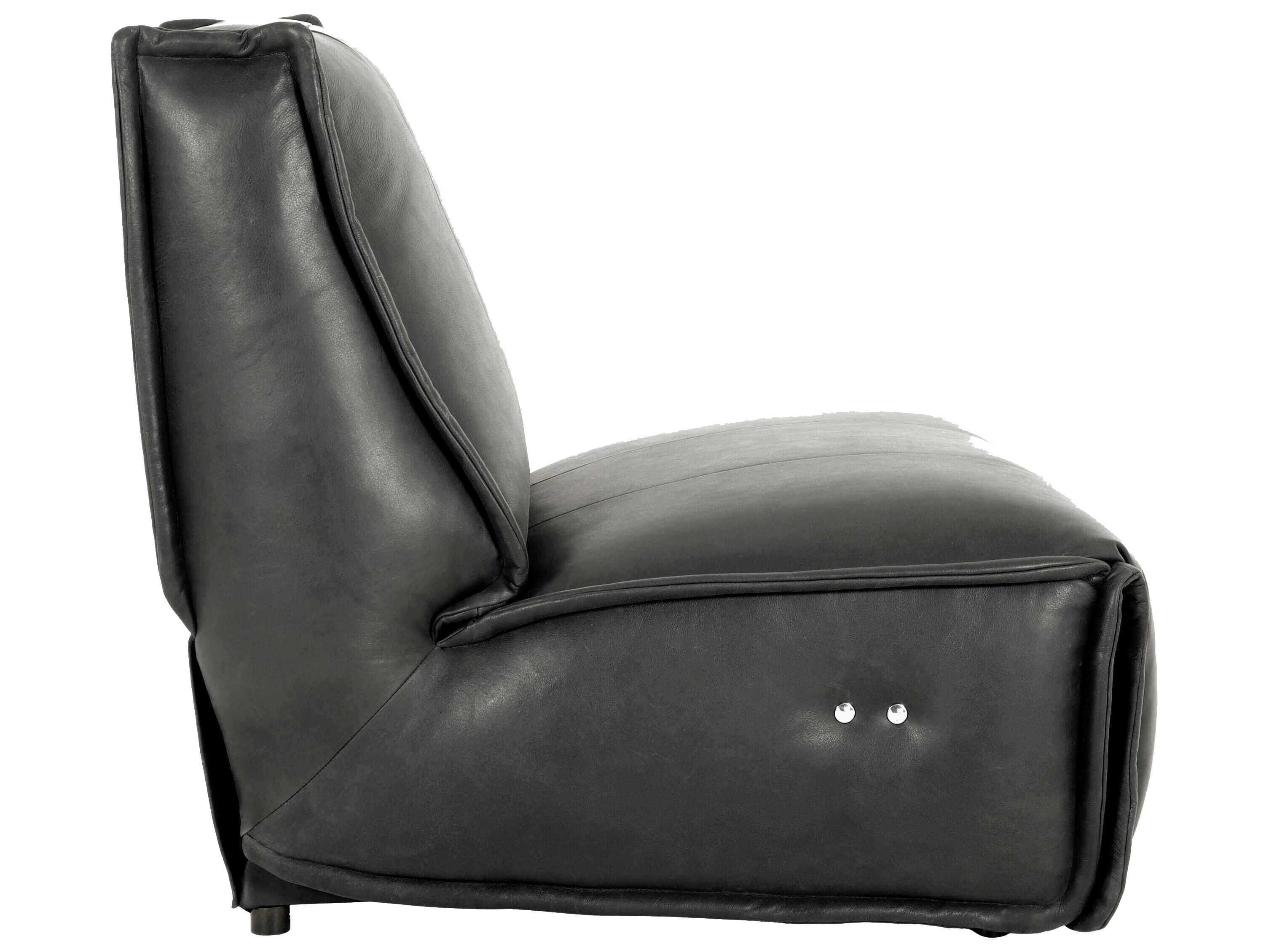 Surya Safoga Black Leather Accent Chair