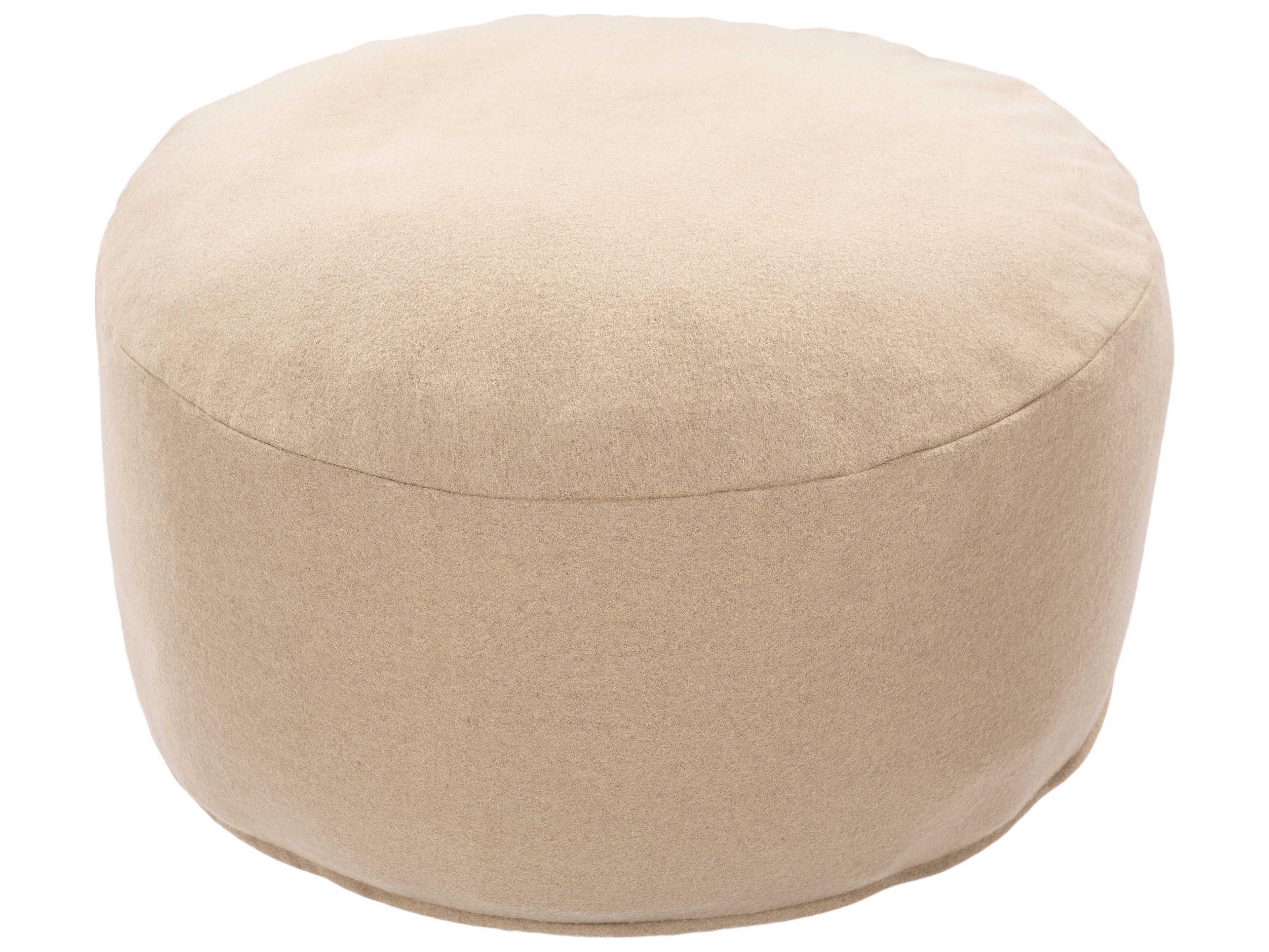 Surya Shane Tan Upholstered Pouf