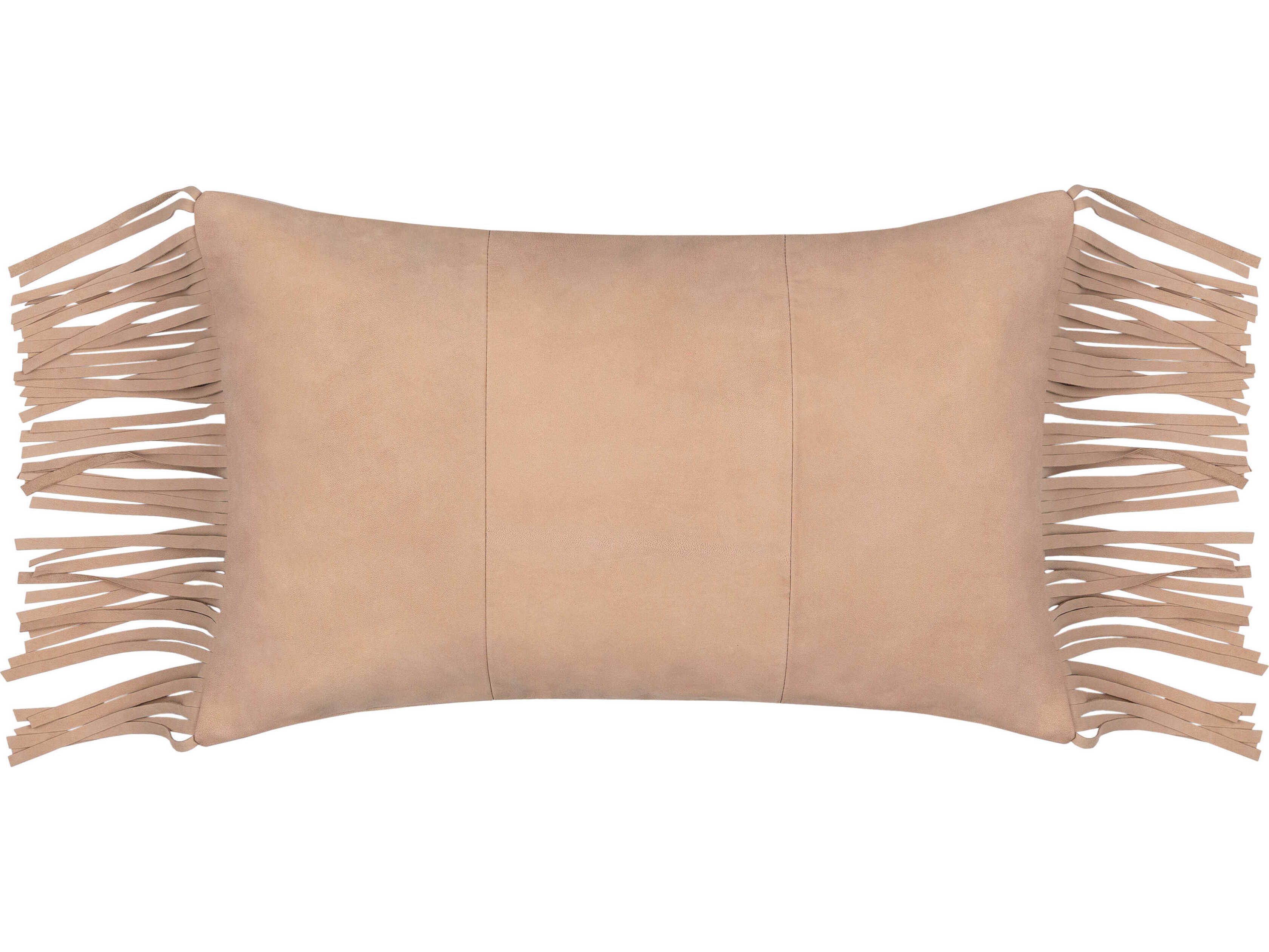 Surya Suede Fringe Tan Pillow