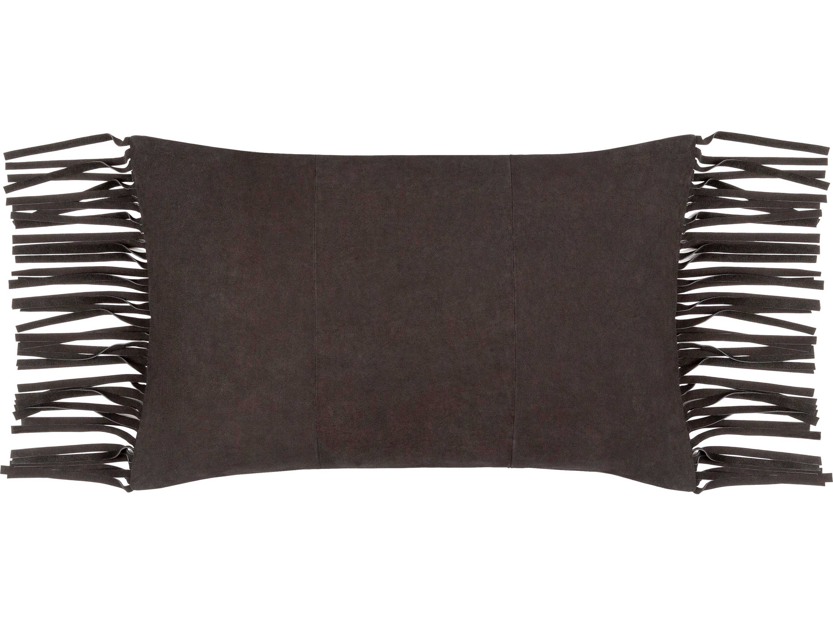 Surya Suede Fringe Black Pillow
