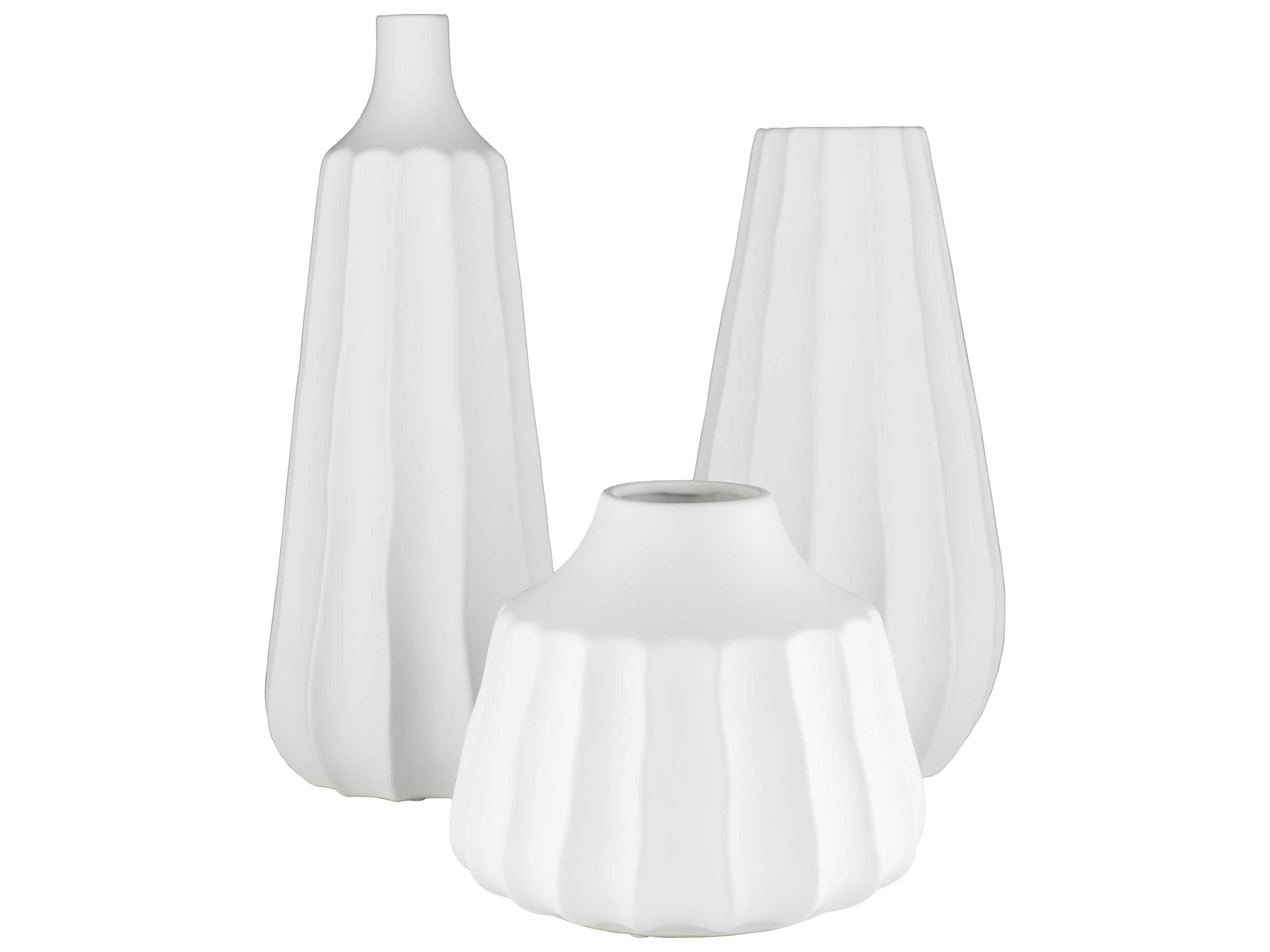 Surya Santino White Vase Set of 3