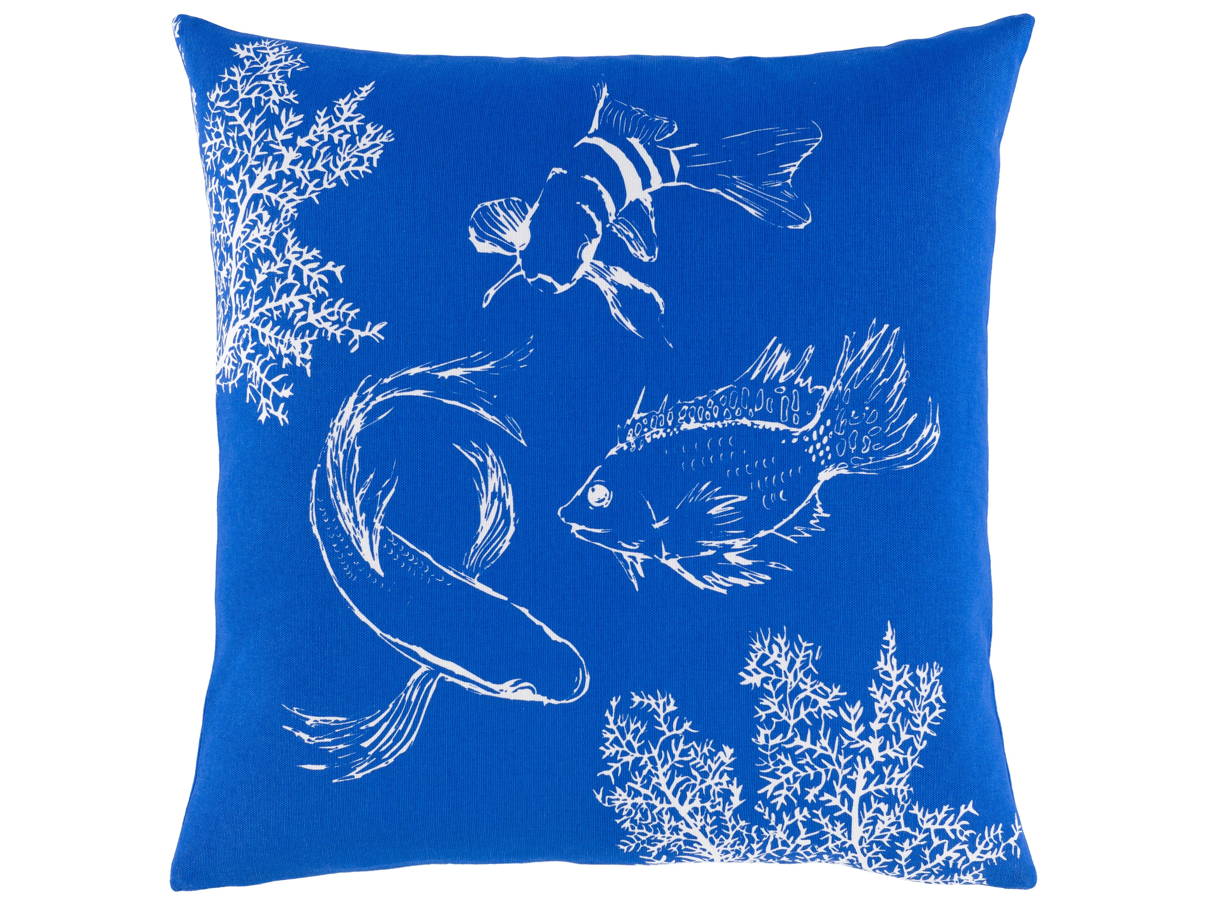 Surya Sea Life Dark Blue Pillow